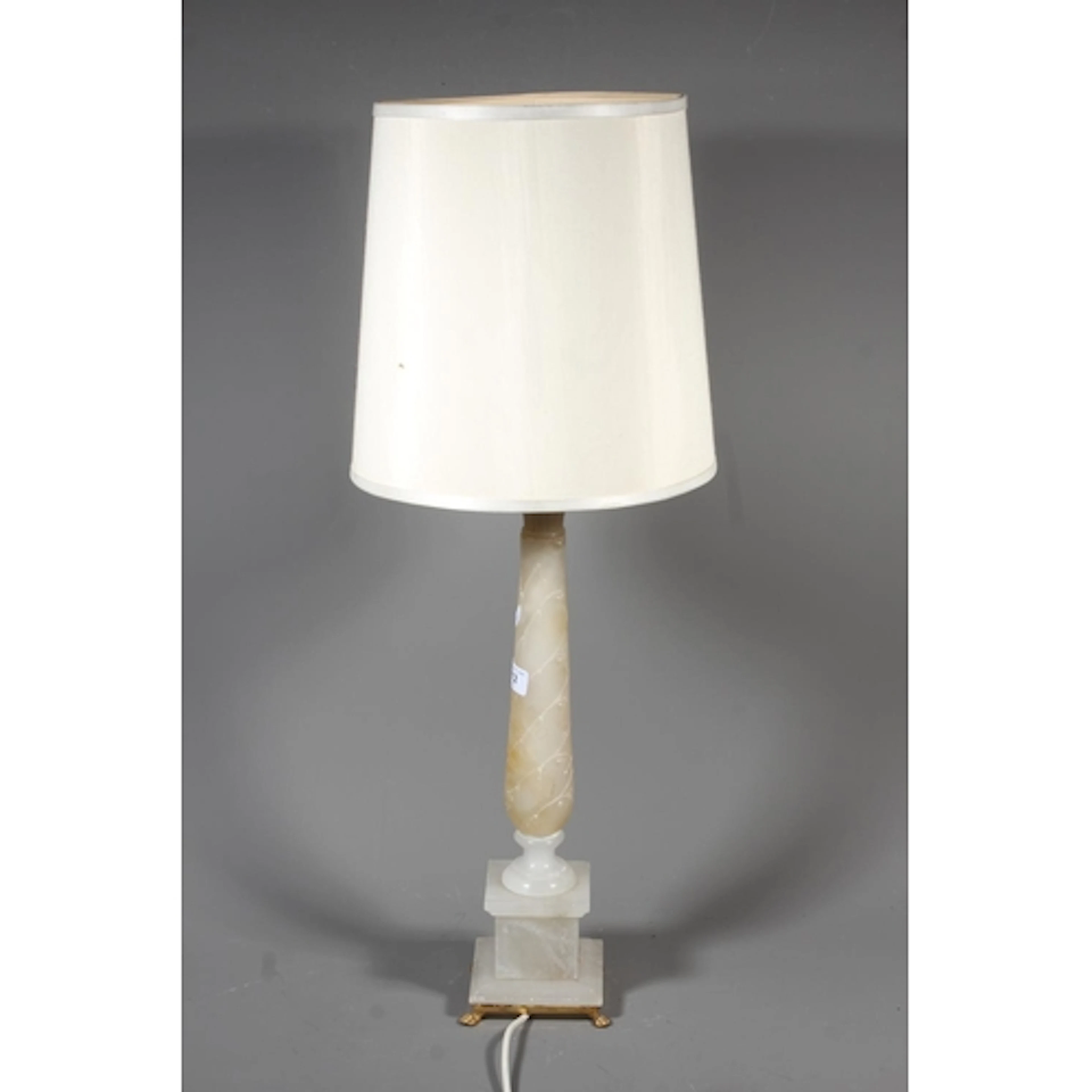 Soapstone alabaster column lamp of traditional form, 47cm hi...