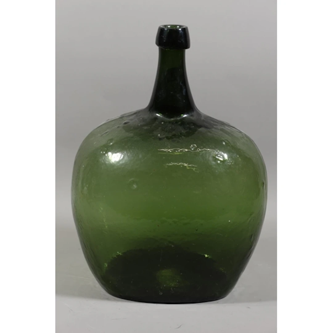 Dappled green glass carboy, 42cm high.
