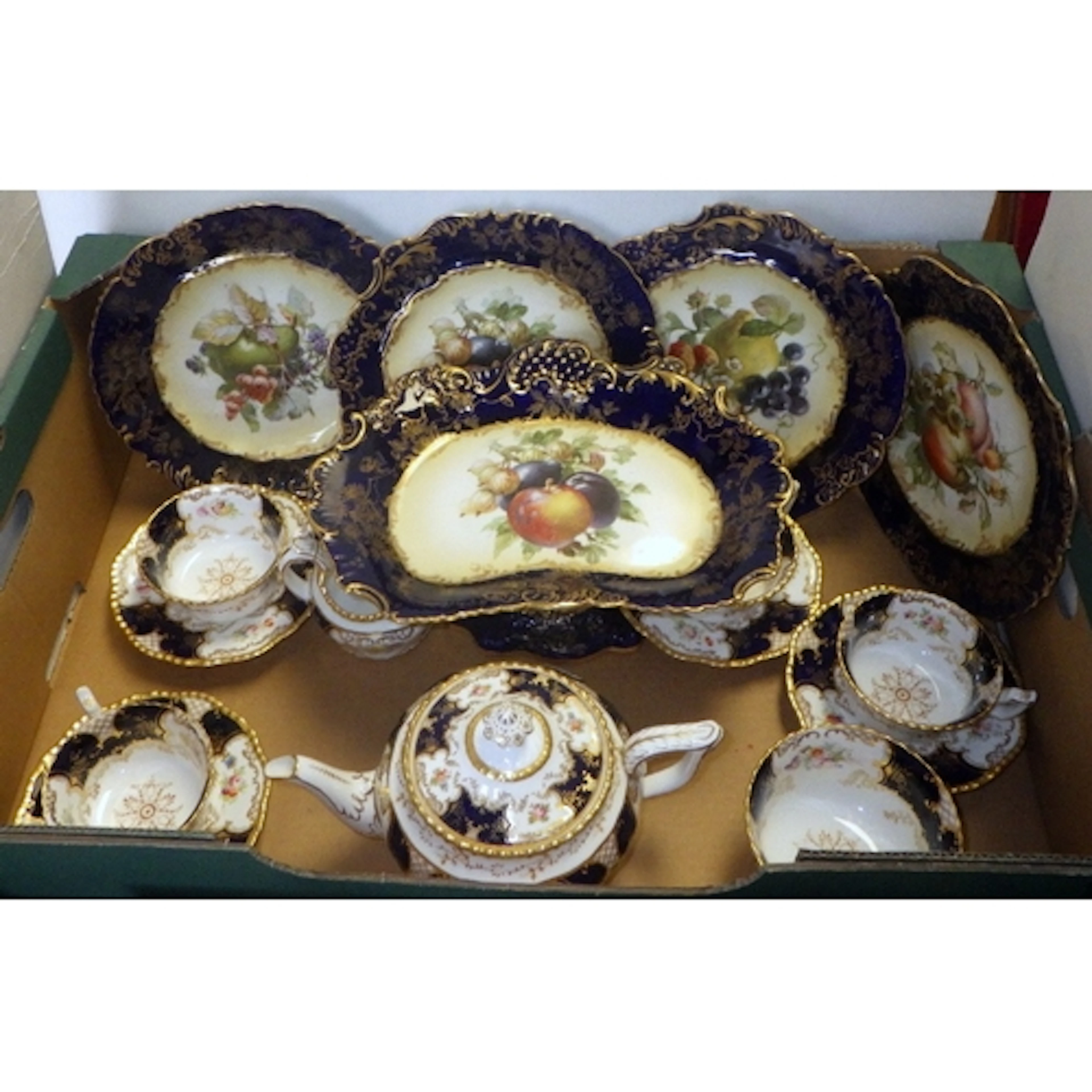 A Coalport part tea set together with an unmarked dessert st...