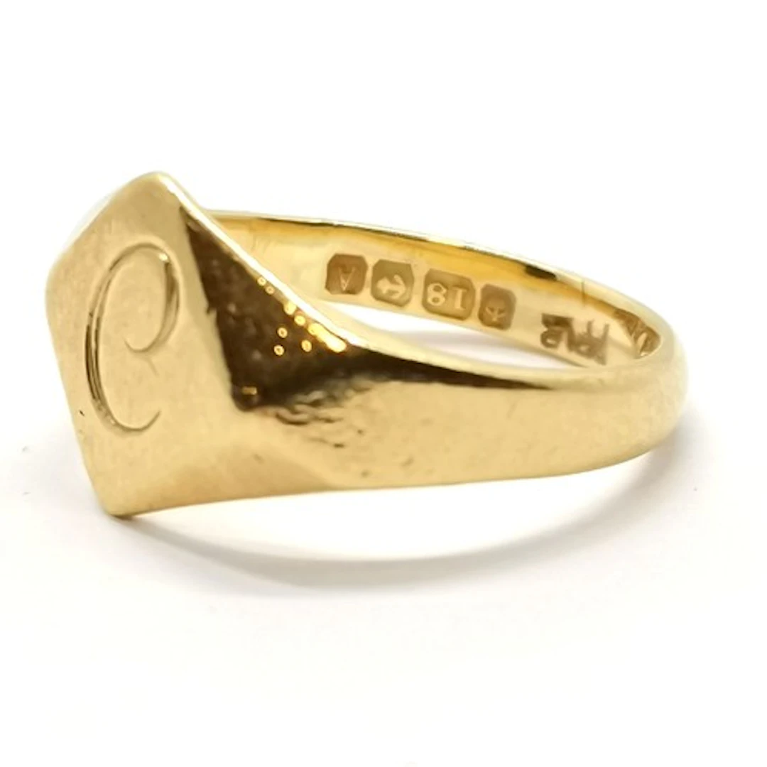 Antique 18ct hallmarked gold signet ring - size J & 3.6g ~ h...