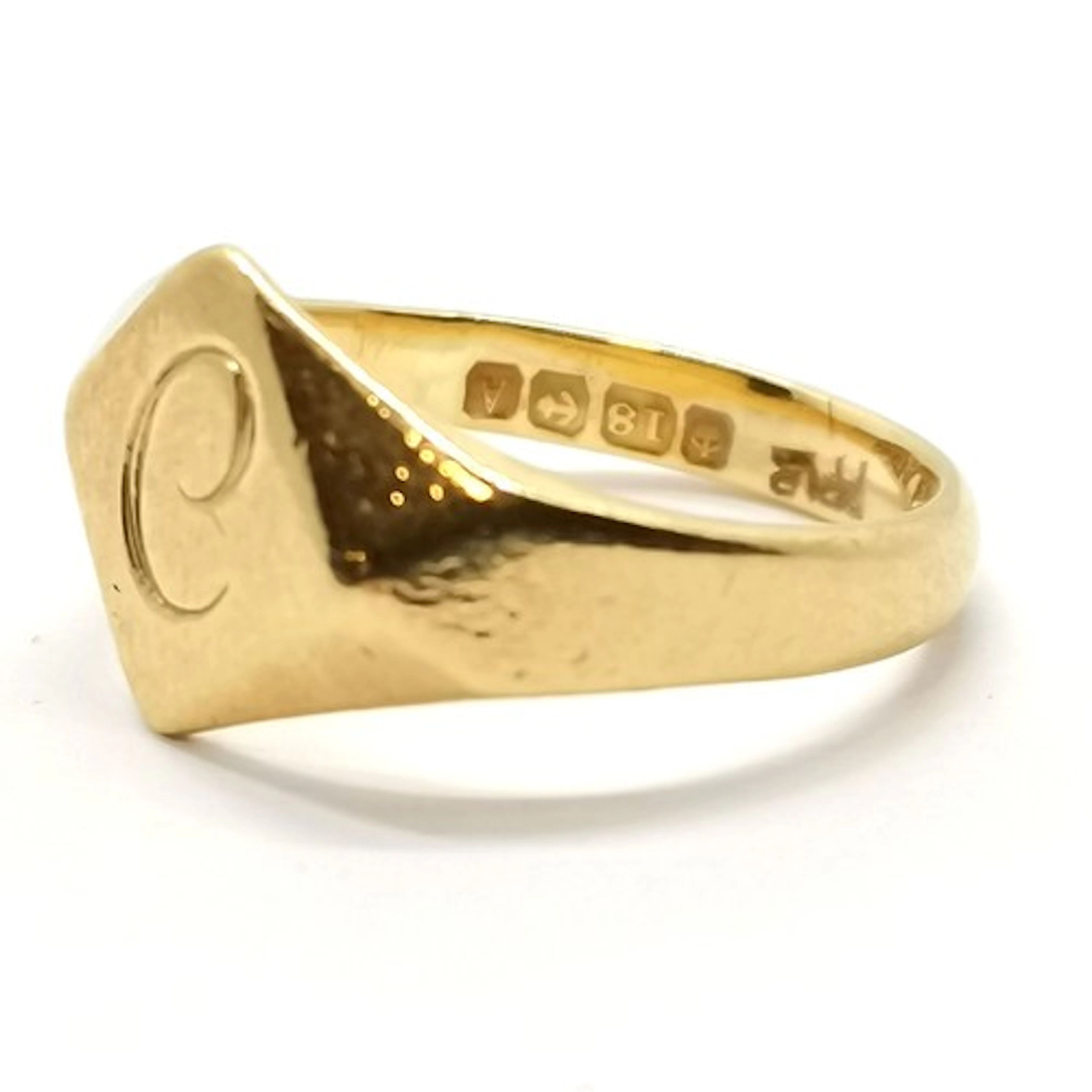 Antique 18ct hallmarked gold signet ring - size J & 3.6g ~ h...