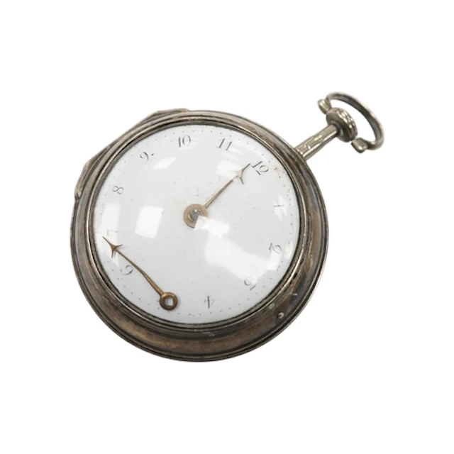 A George III silver pair cased keywind verge pocket watch, b...