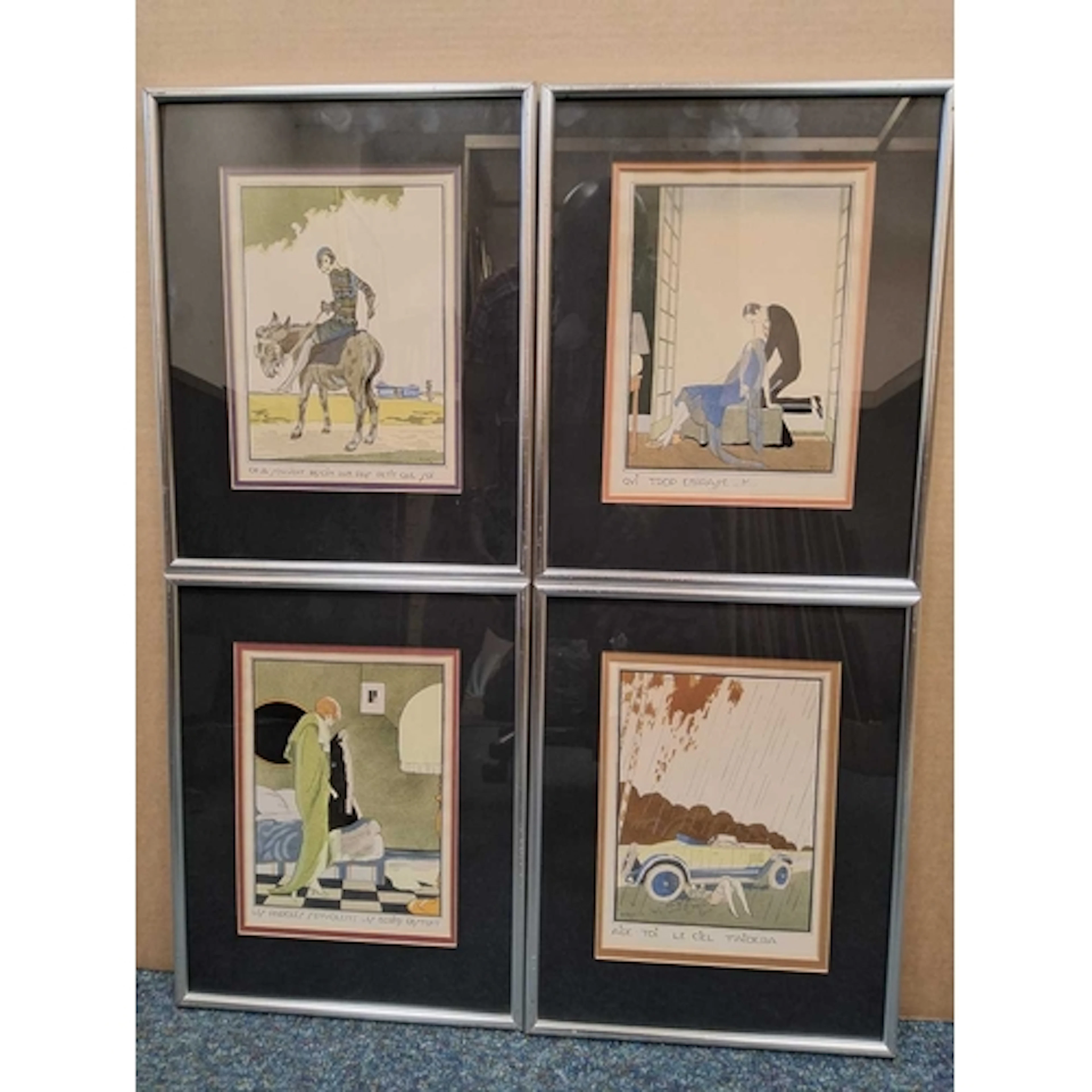 ETTORE TITO (1859-1941) FOUR ART DECO STYLE POCHOIR PRINTS, ...