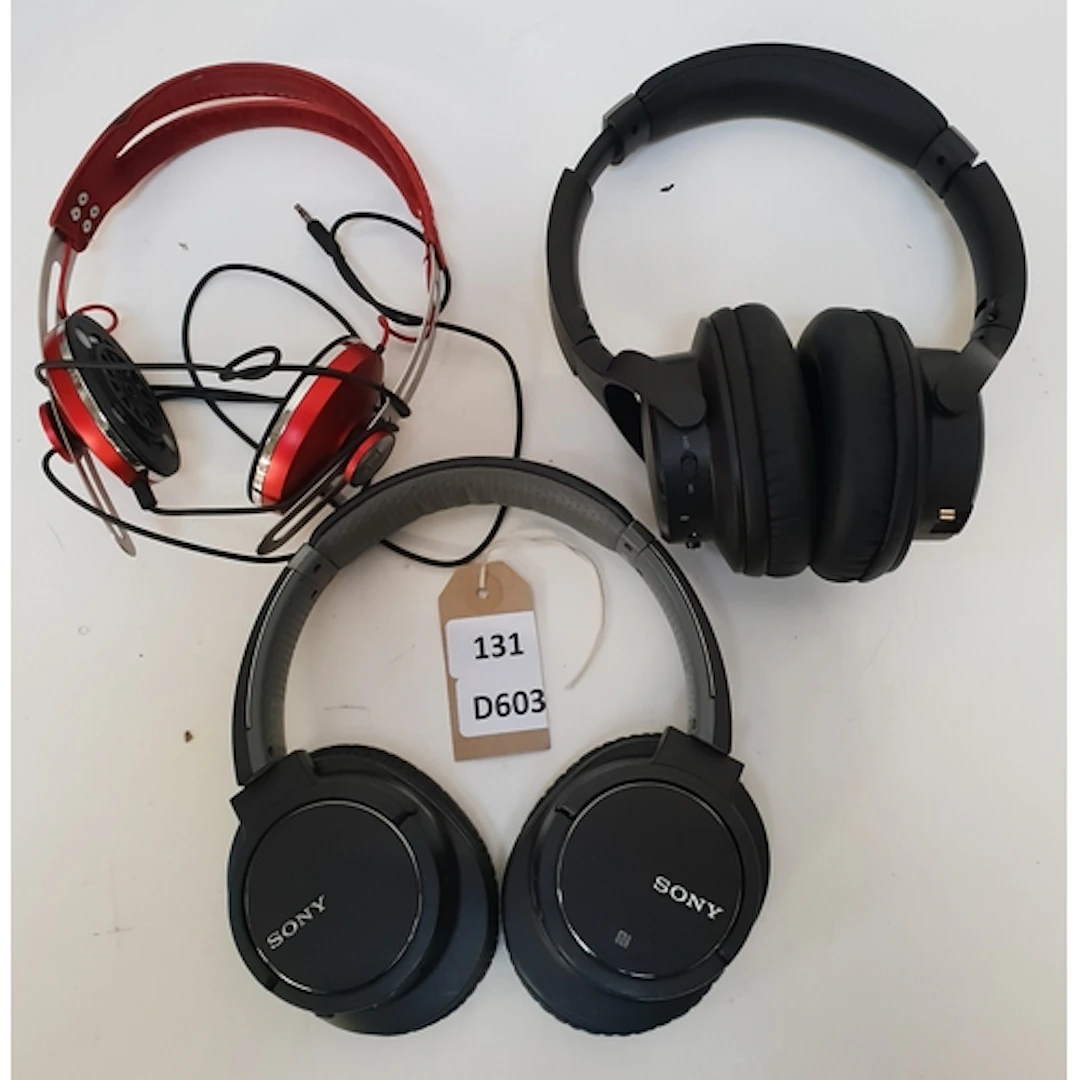 THREE PAIRS OF HEADPHONES comprising Sony MDR0ZX770BN (FOAM ...