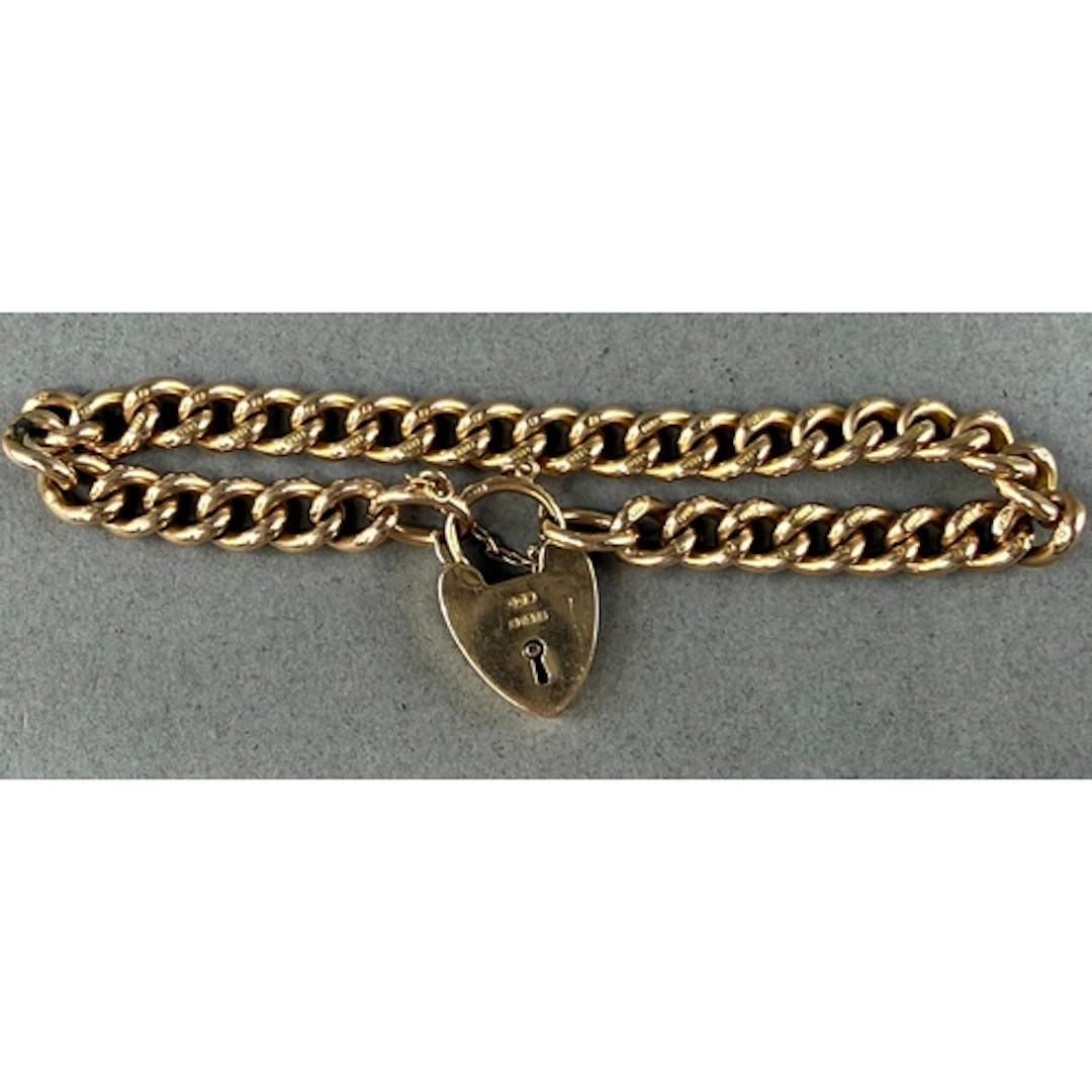Jewellery- Victorian/Edwardian 9 ct gold curb bracelet with ...