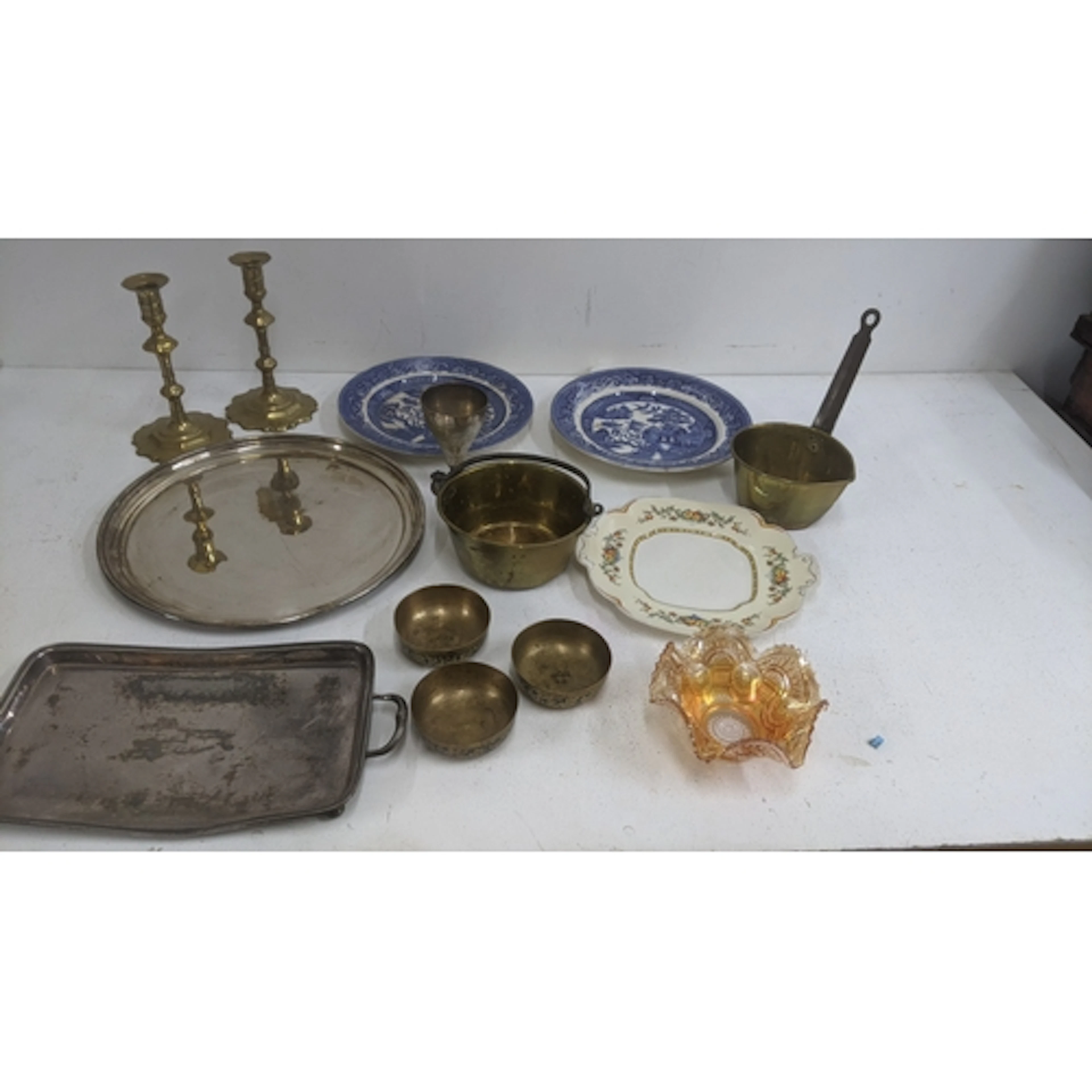 Metalware to include two silver plated trays, 18th/19th cent...
