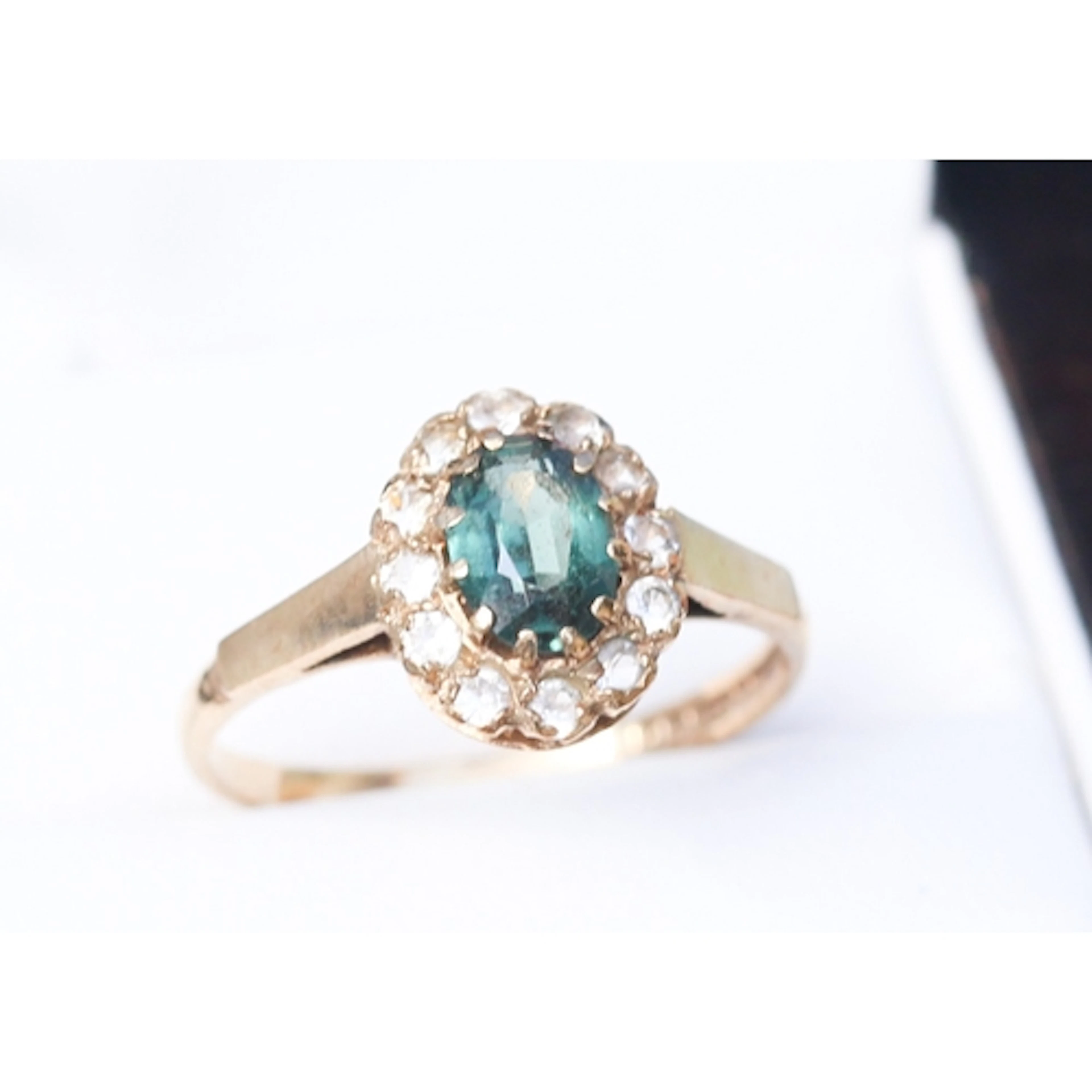 Attractively Detailed, Tourmaline Set Ring with Gemset Halo ...