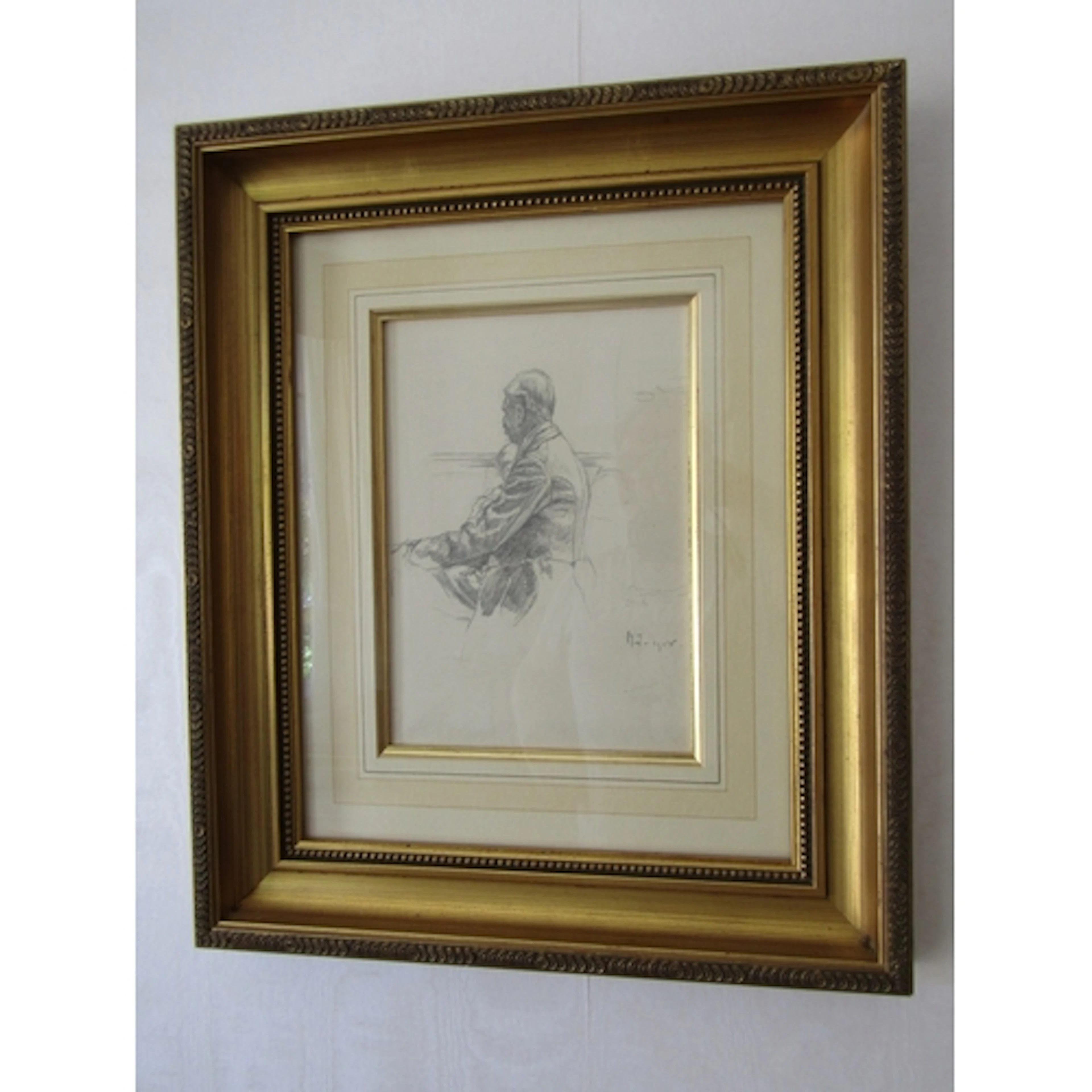 Mainie Jellette (1897-1944) Study of Gentleman Pencil Drawin...