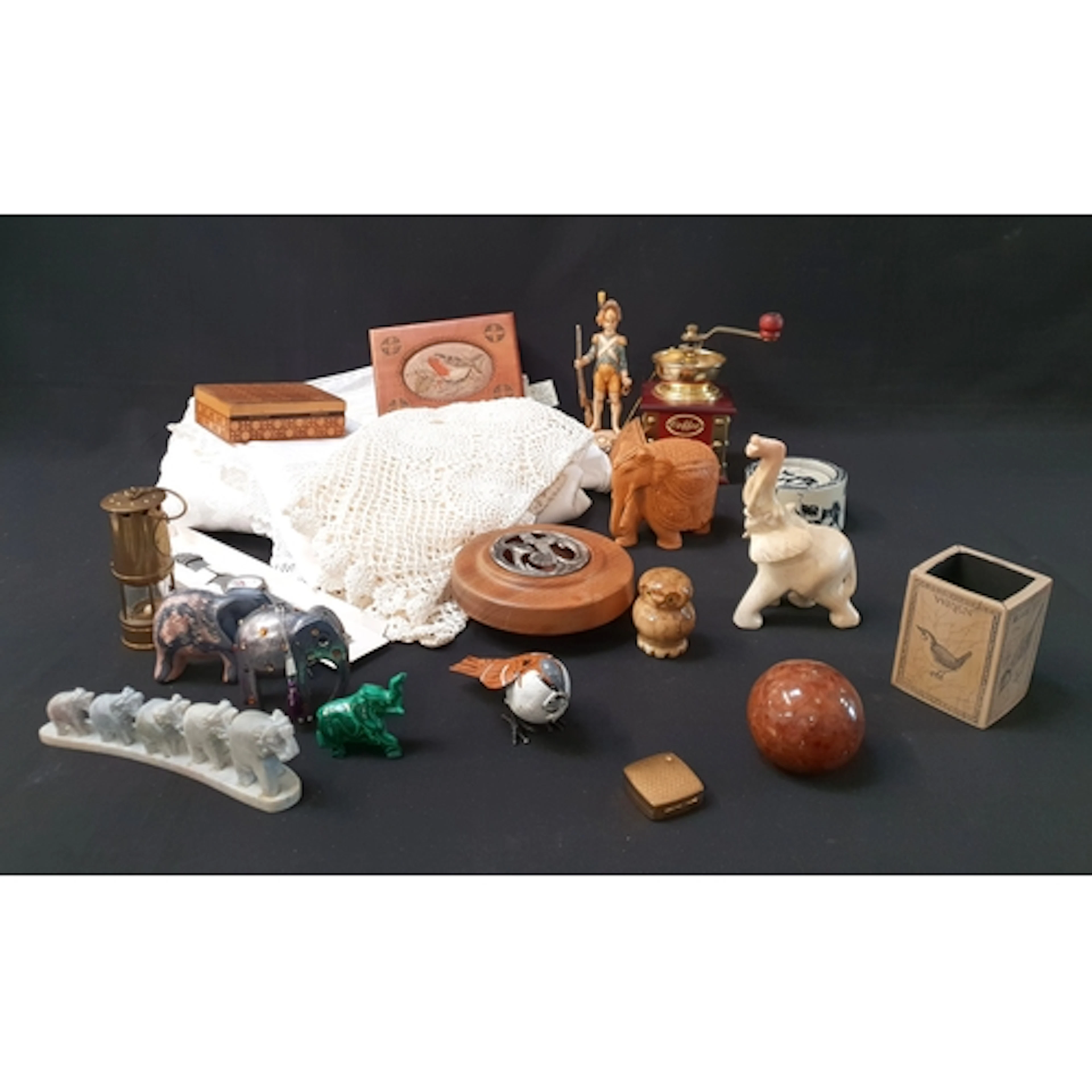 SELECTION OF COLLECTIBLES, including coffee grinder, Miniat...