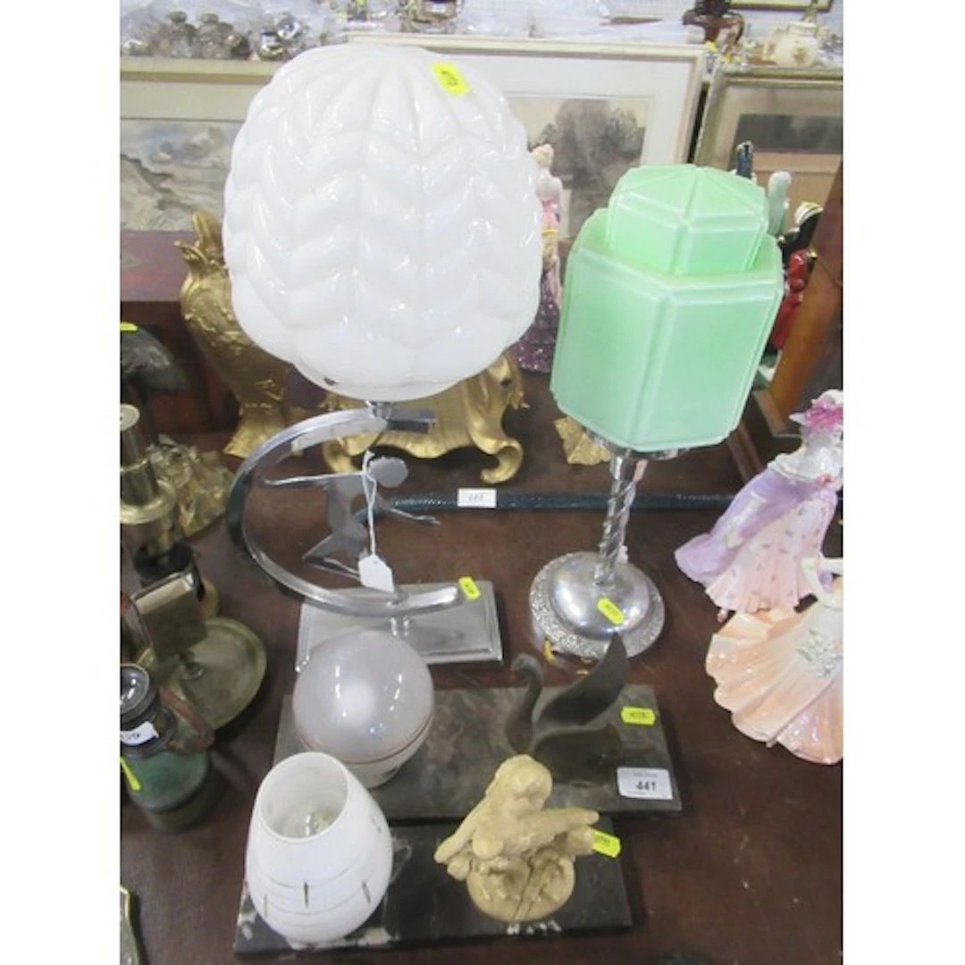 Four Art Deco style table/desk lamps