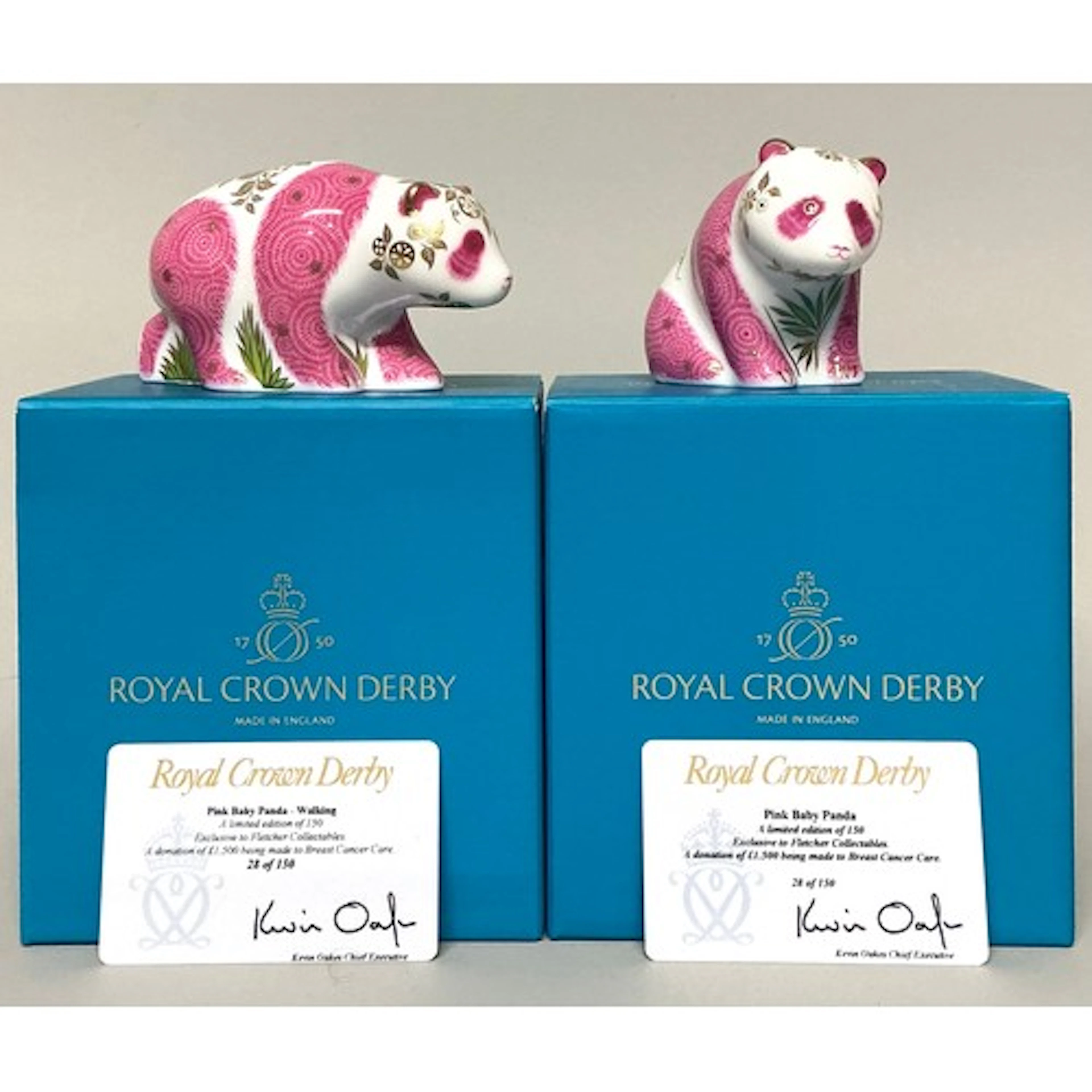 A pair of Royal Crown Derby paperweights, comprising Pink Ba...