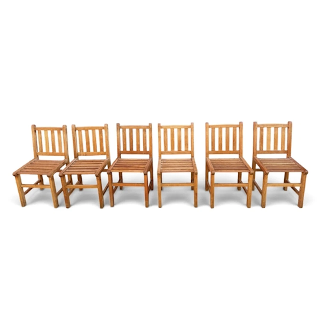 A SET OF SIX JAVA TEAK CHAIRS BY WALKHAM 90cm H...