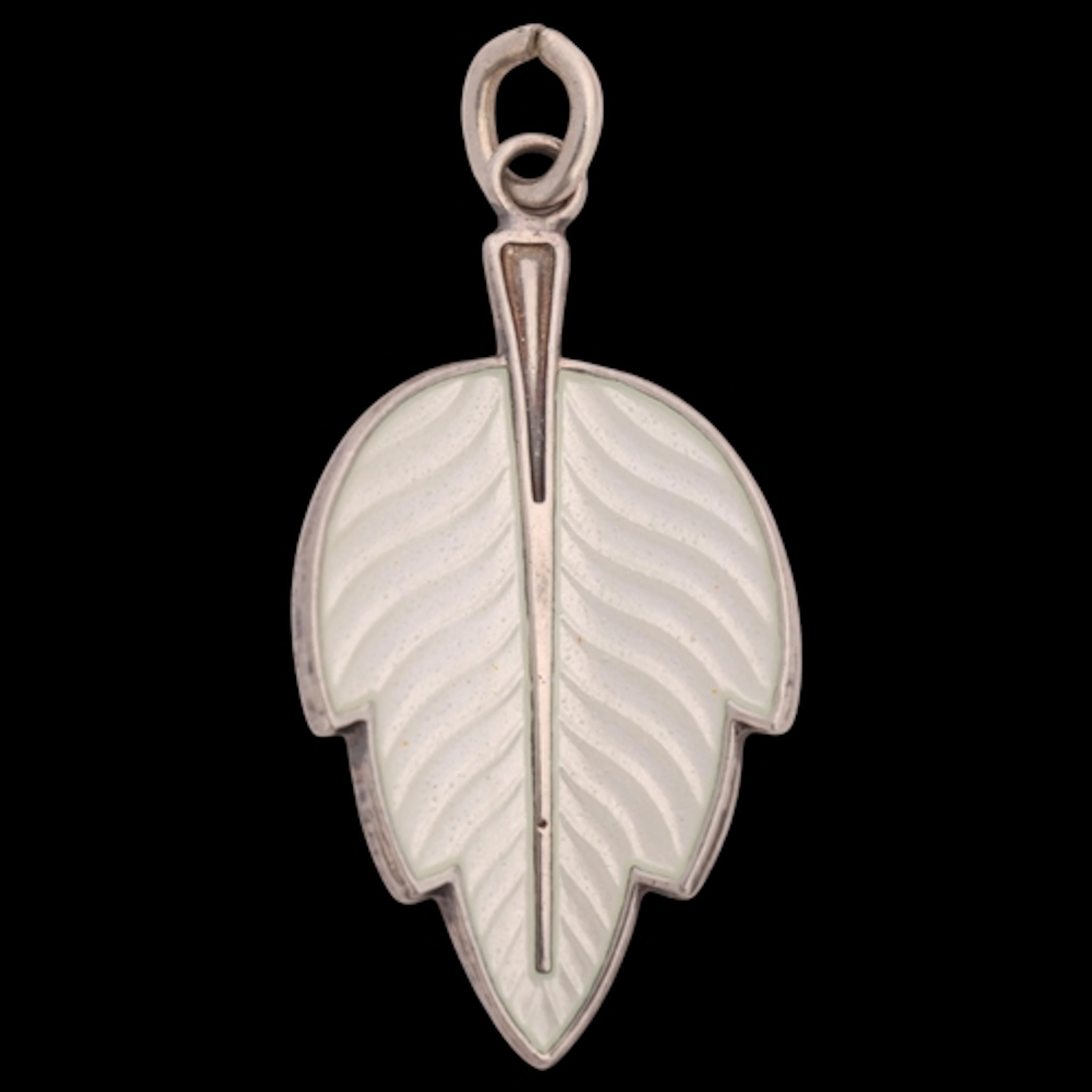 JEMAX - a Danish modernist sterling silver white enamel leaf...