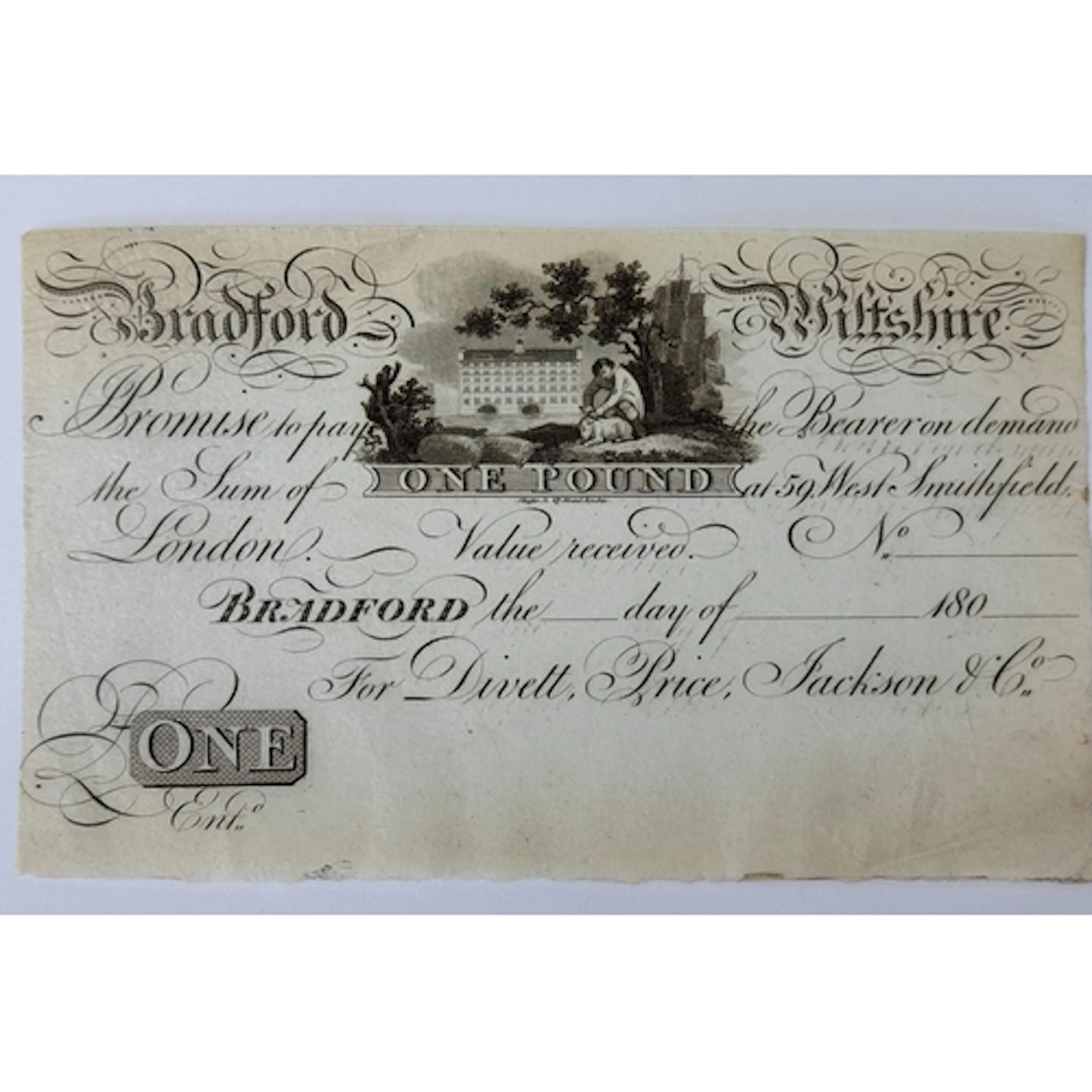 Banknotes: Bradford Wiltshire Bank for Divett, Price, Jackso...