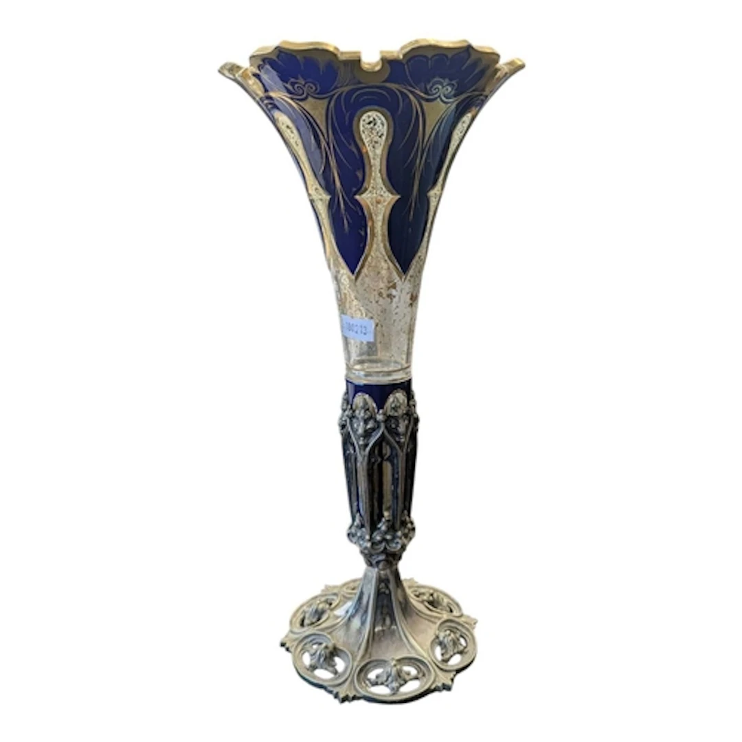 A 19th century Bohemian Czech glass and silver plate epergne...