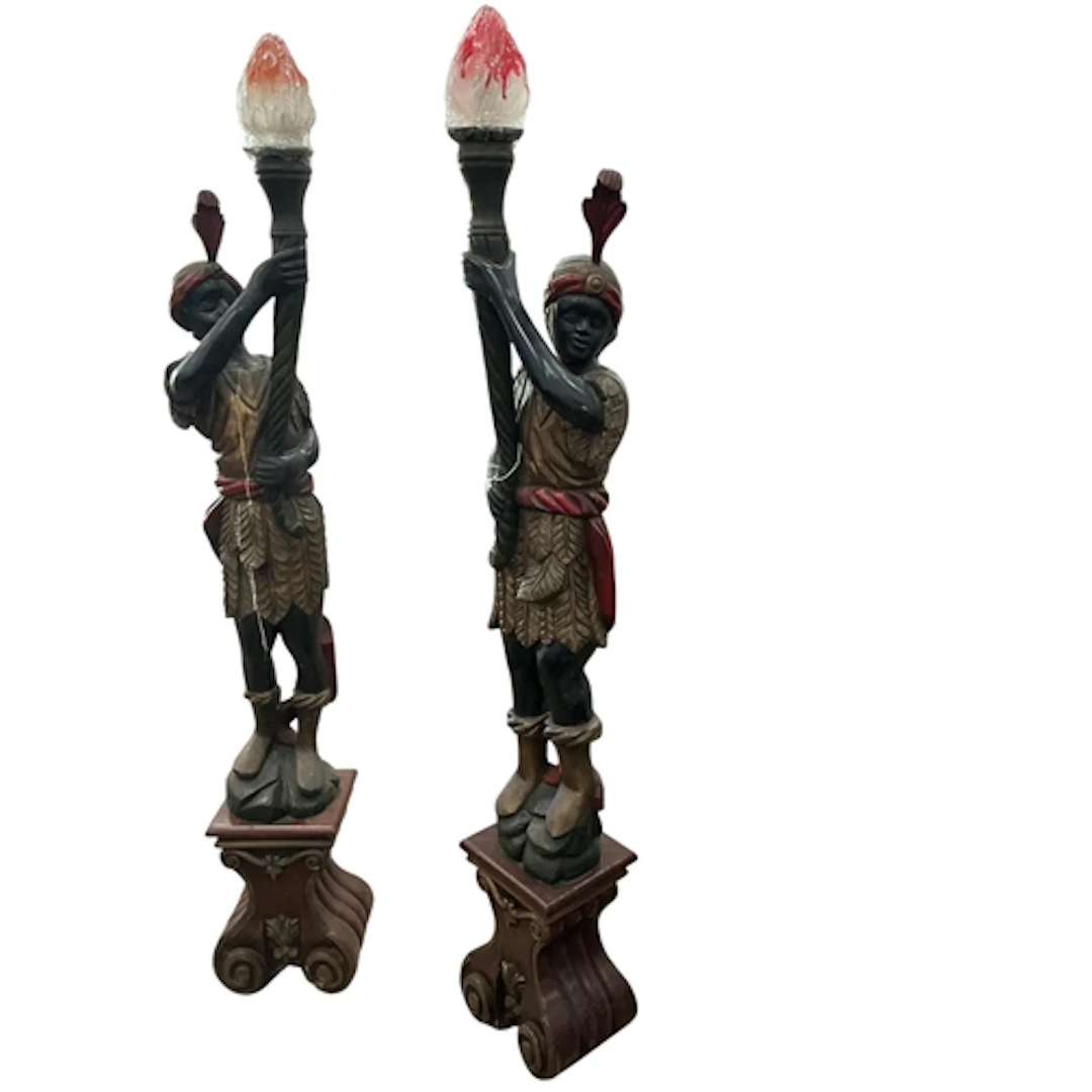 A pair of 20th century Italian polychrome carved wood blacka...