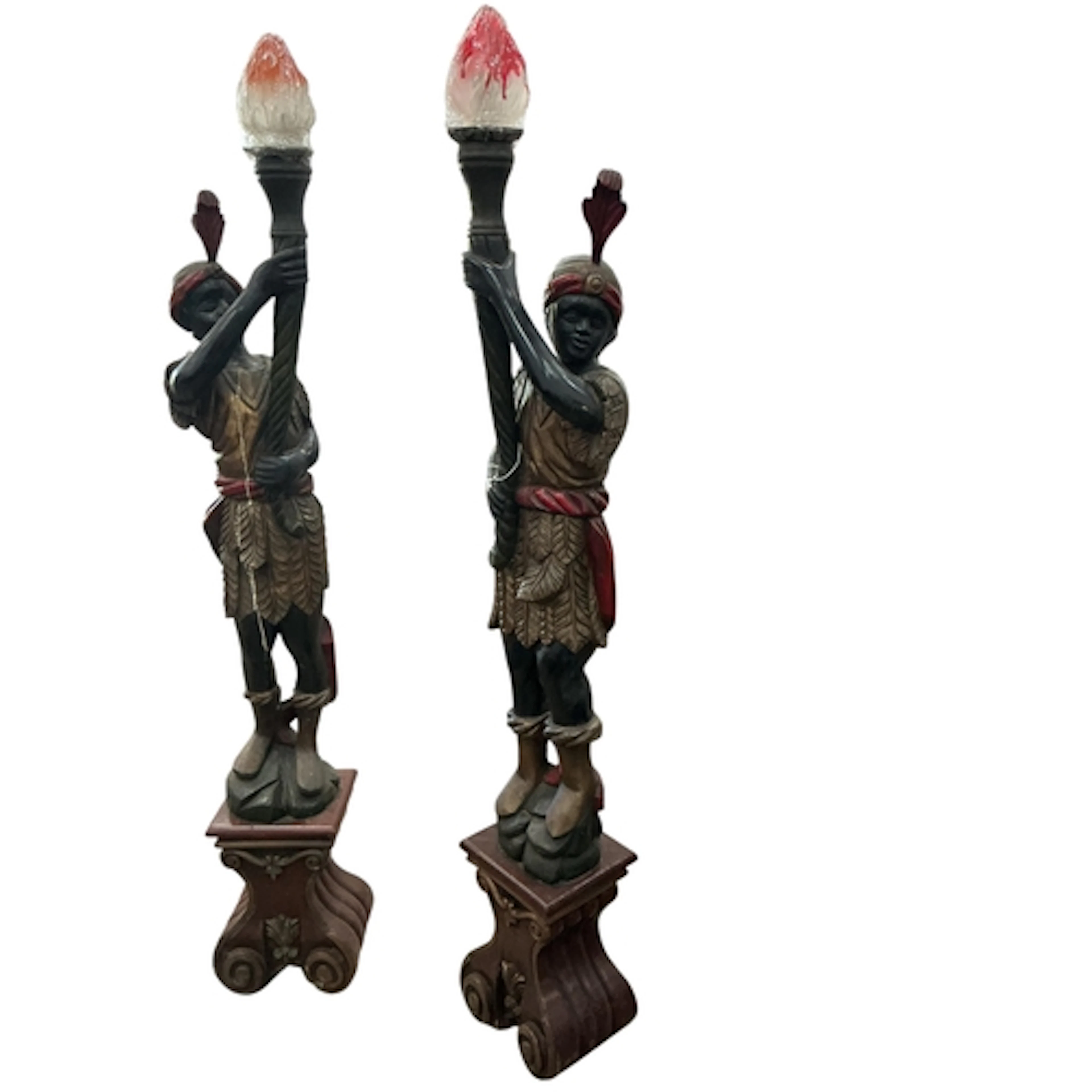 A pair of 20th century Italian polychrome carved wood blacka...