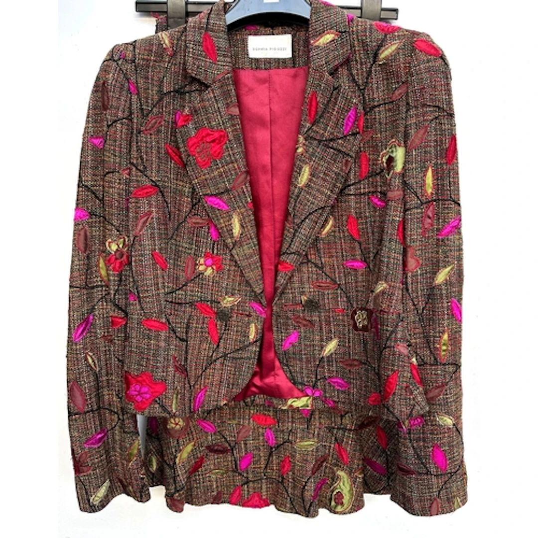 A Sophia Pigozzi two-piece autumnal suit with bright floral ...