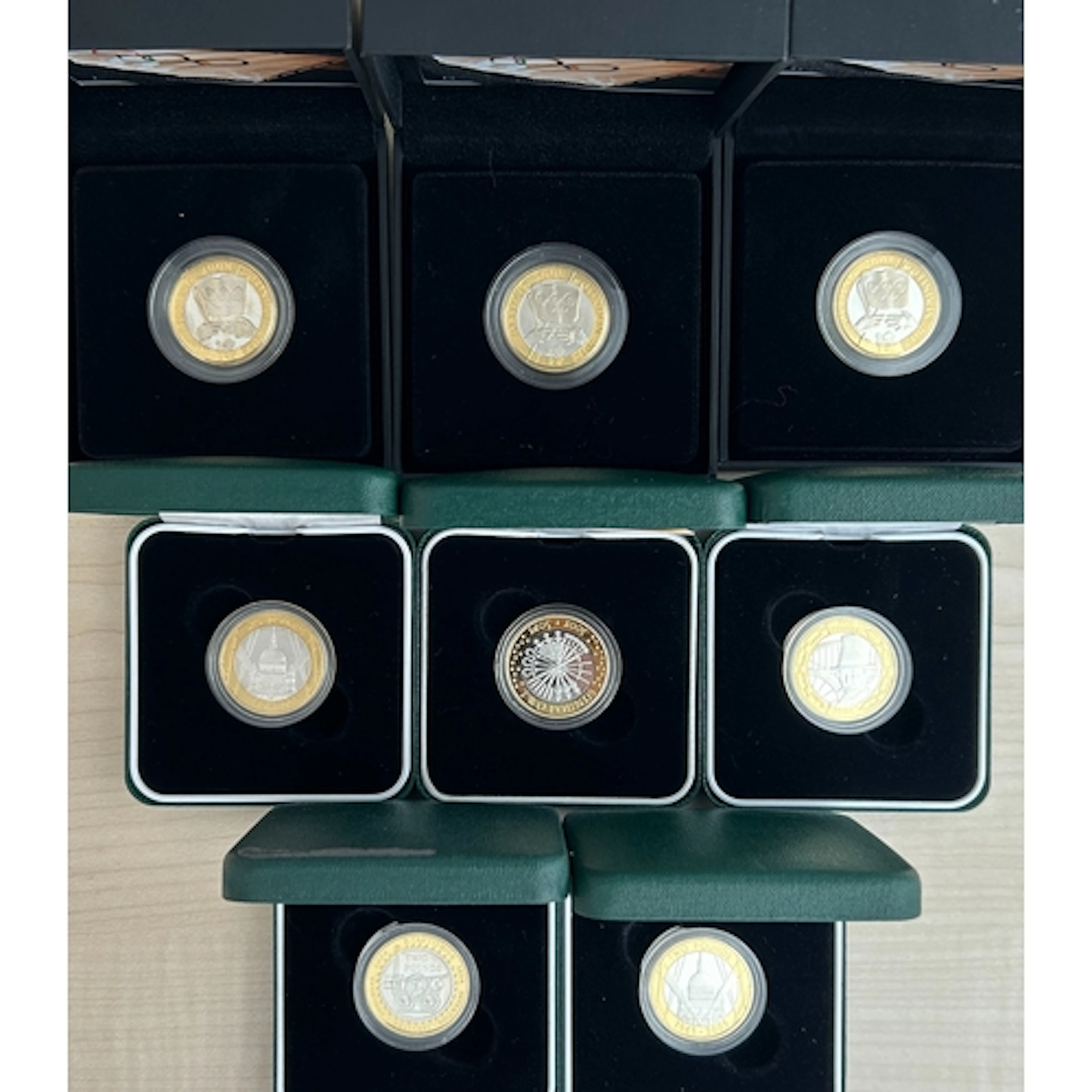 A duplicated group of eight UK QEII silver proof £2 coins, d...