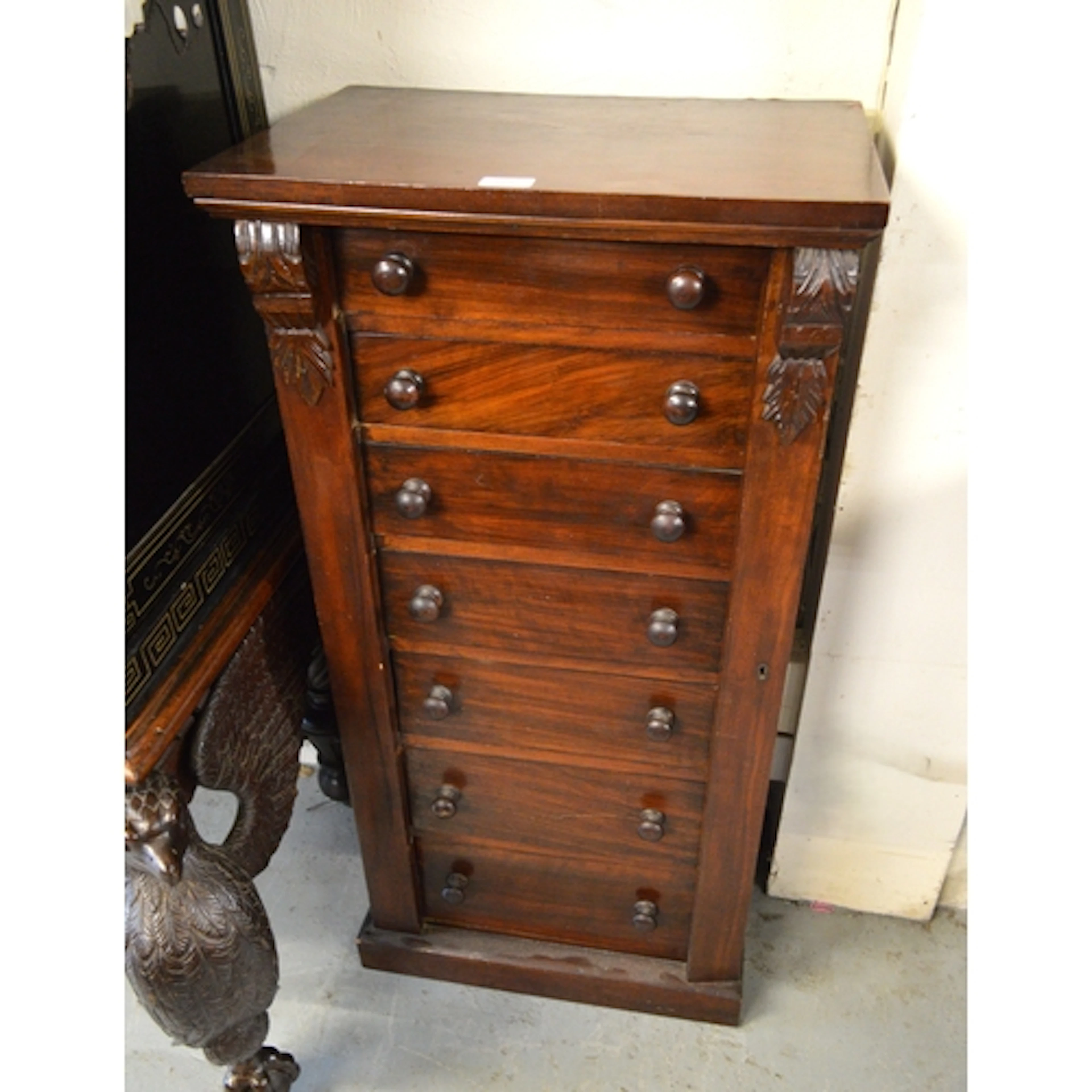 Victorian walnut Wellington chest of seven drawers, 51 x 36 ...
