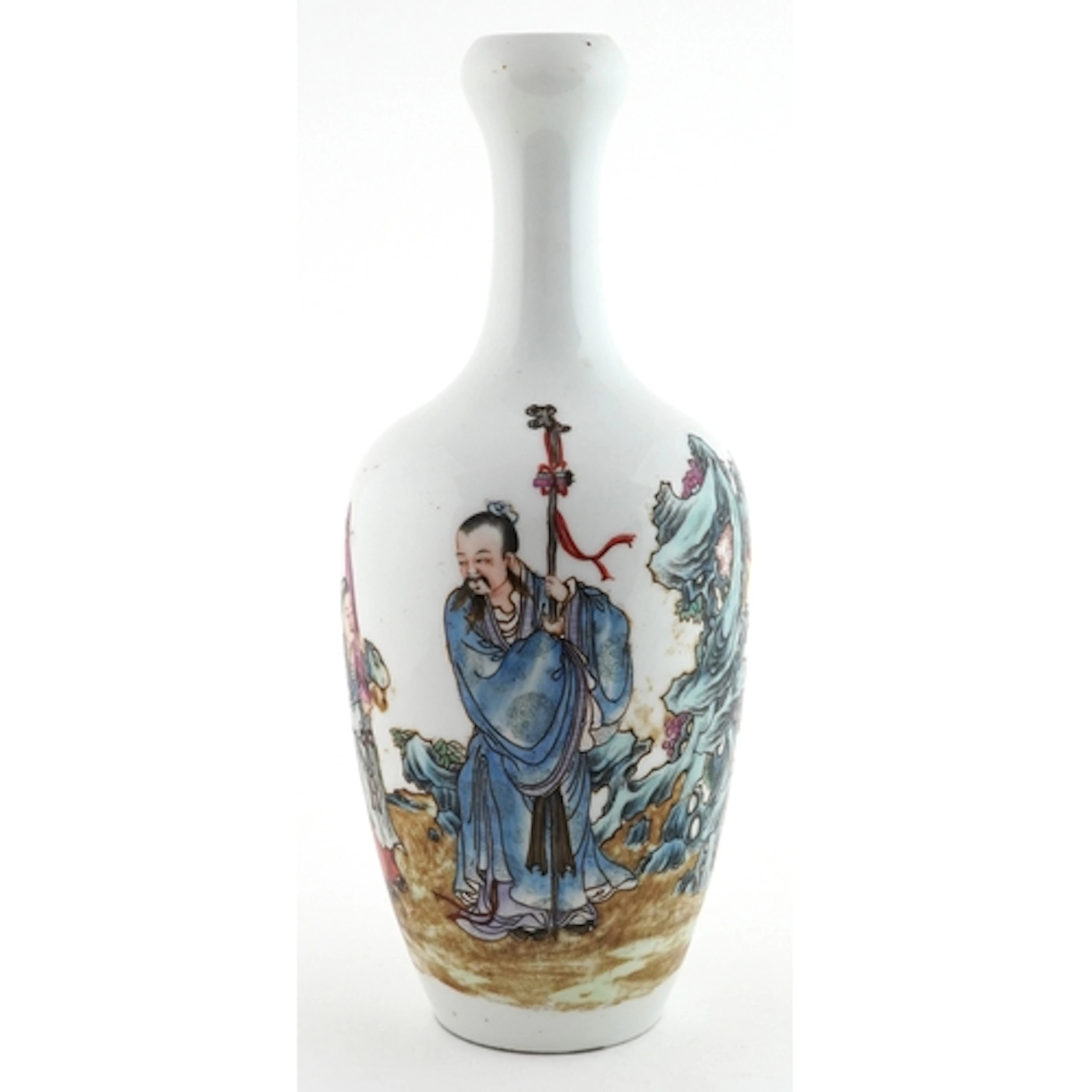 Chinese porcelain garlic top bottle vase hand painted in the...