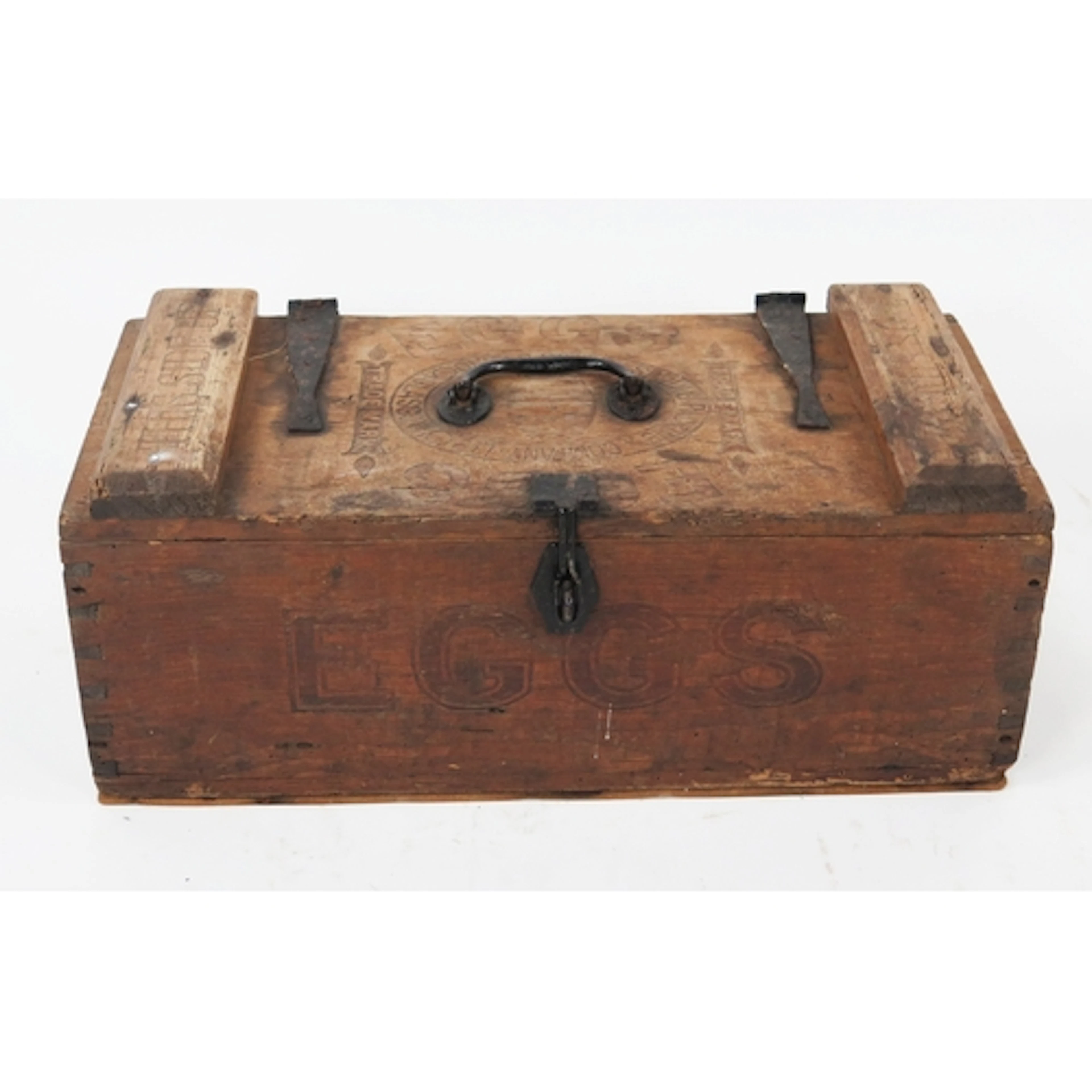 An early 20th century egg box, of rectangular outline, the h...