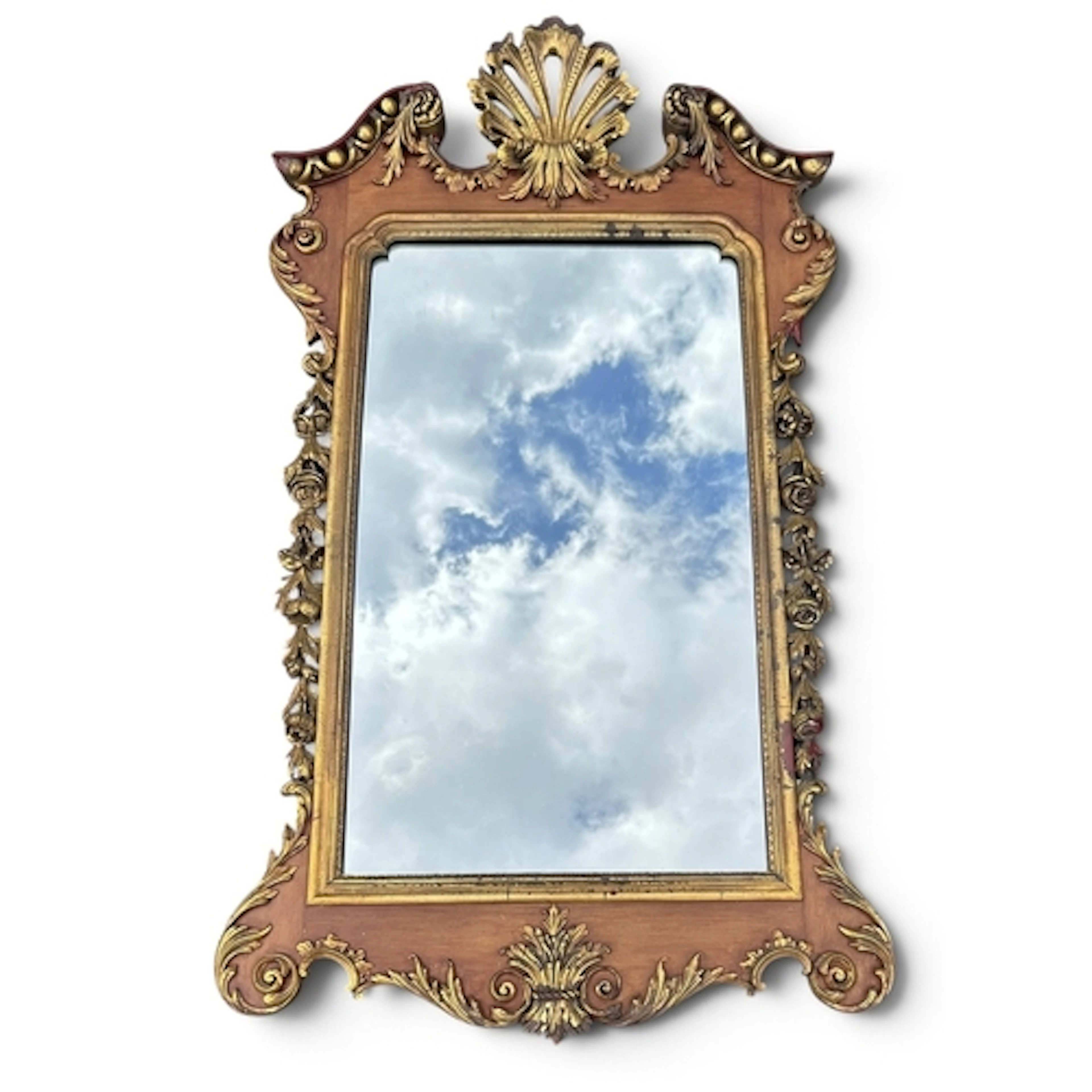 A LATE 19TH CENTURY CHIPPENDALE-STYLE PAINTED WALL-MIRROR In...