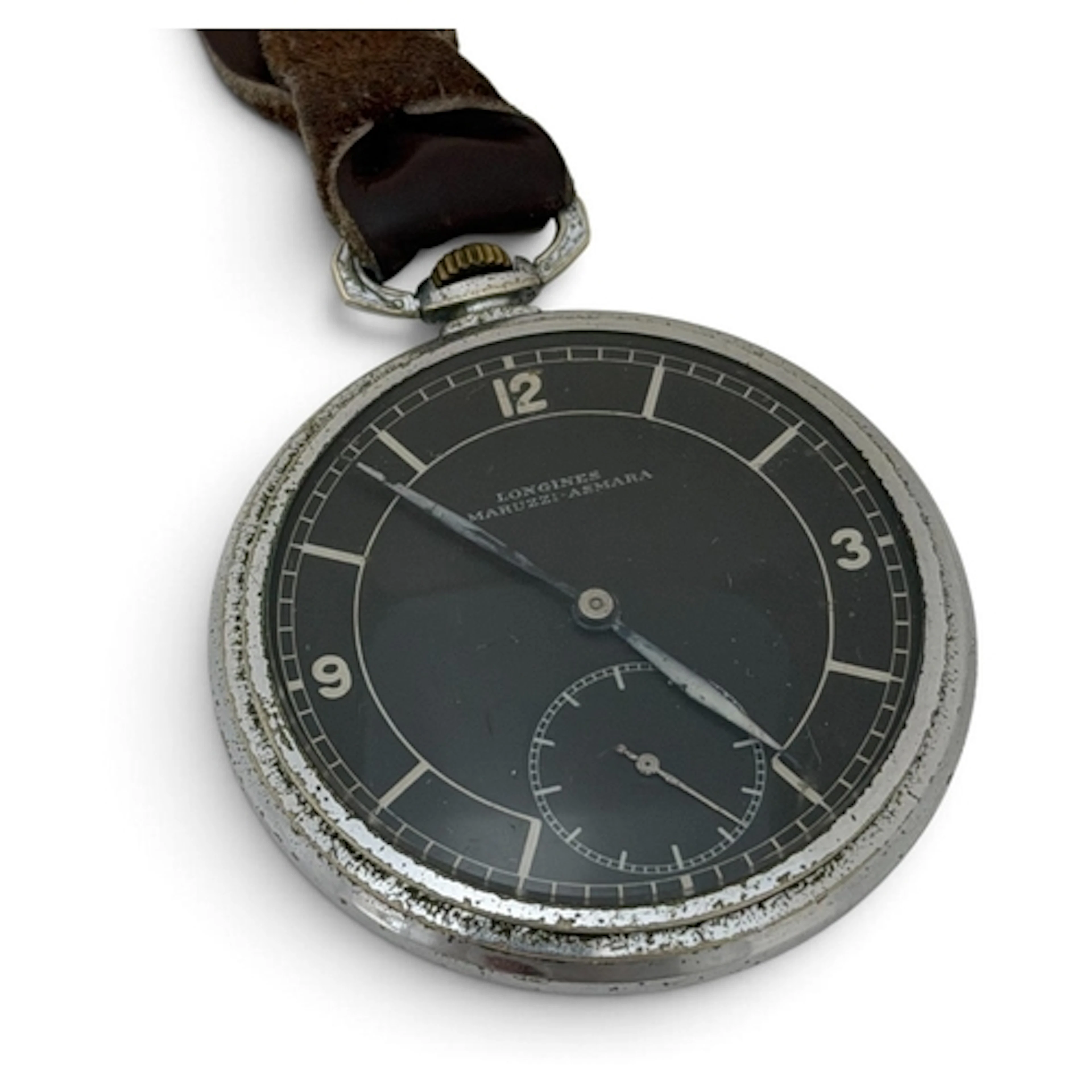 LONGINES MILITARY STYLE POCKET WATCH. to black dial with Ara...