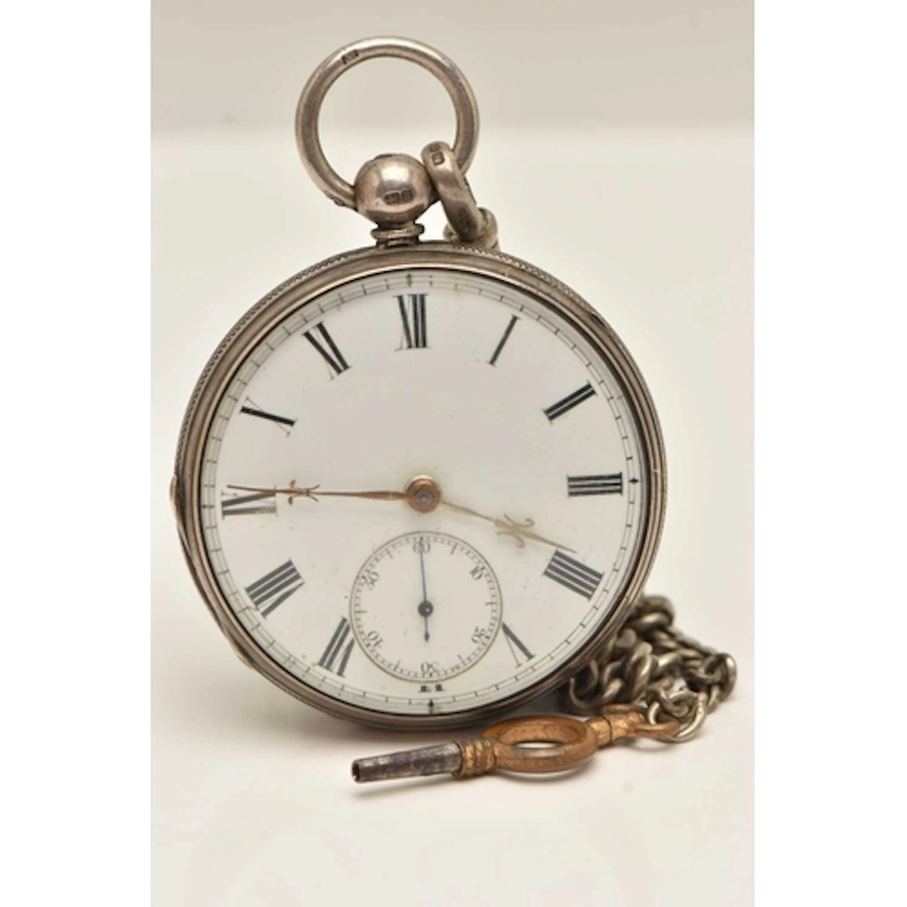 A MID VICTORIAN SILVER OPEN FACE POCKET WATCH, key wound, ro...