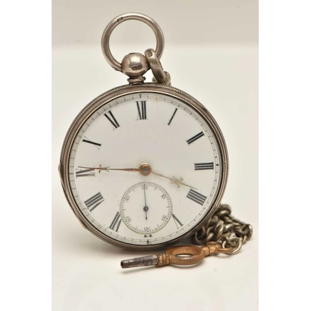 A MID VICTORIAN SILVER OPEN FACE POCKET WATCH, key wound, ro...
