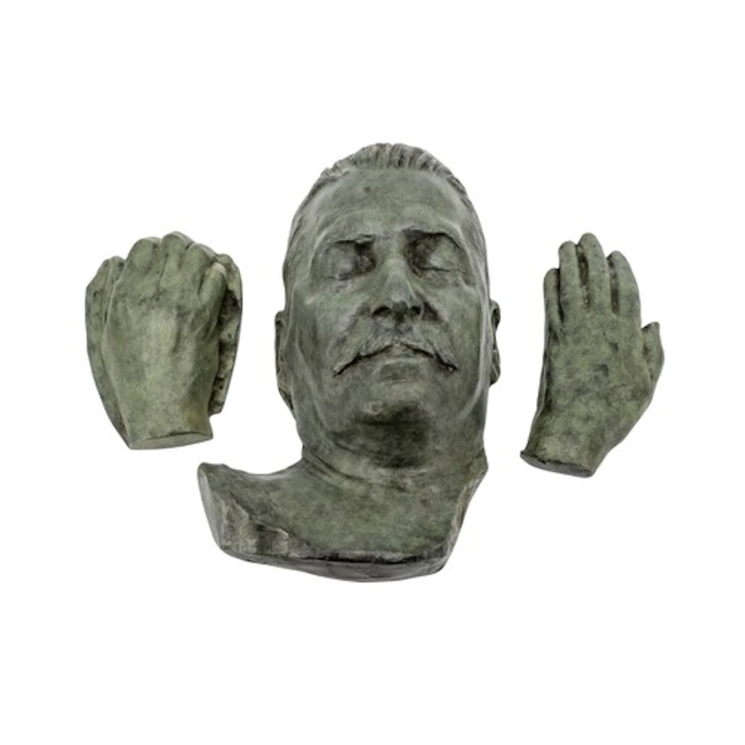 JOSEPH STALIN BRONZE DEATH MASK AND HANDS cast after the ori...