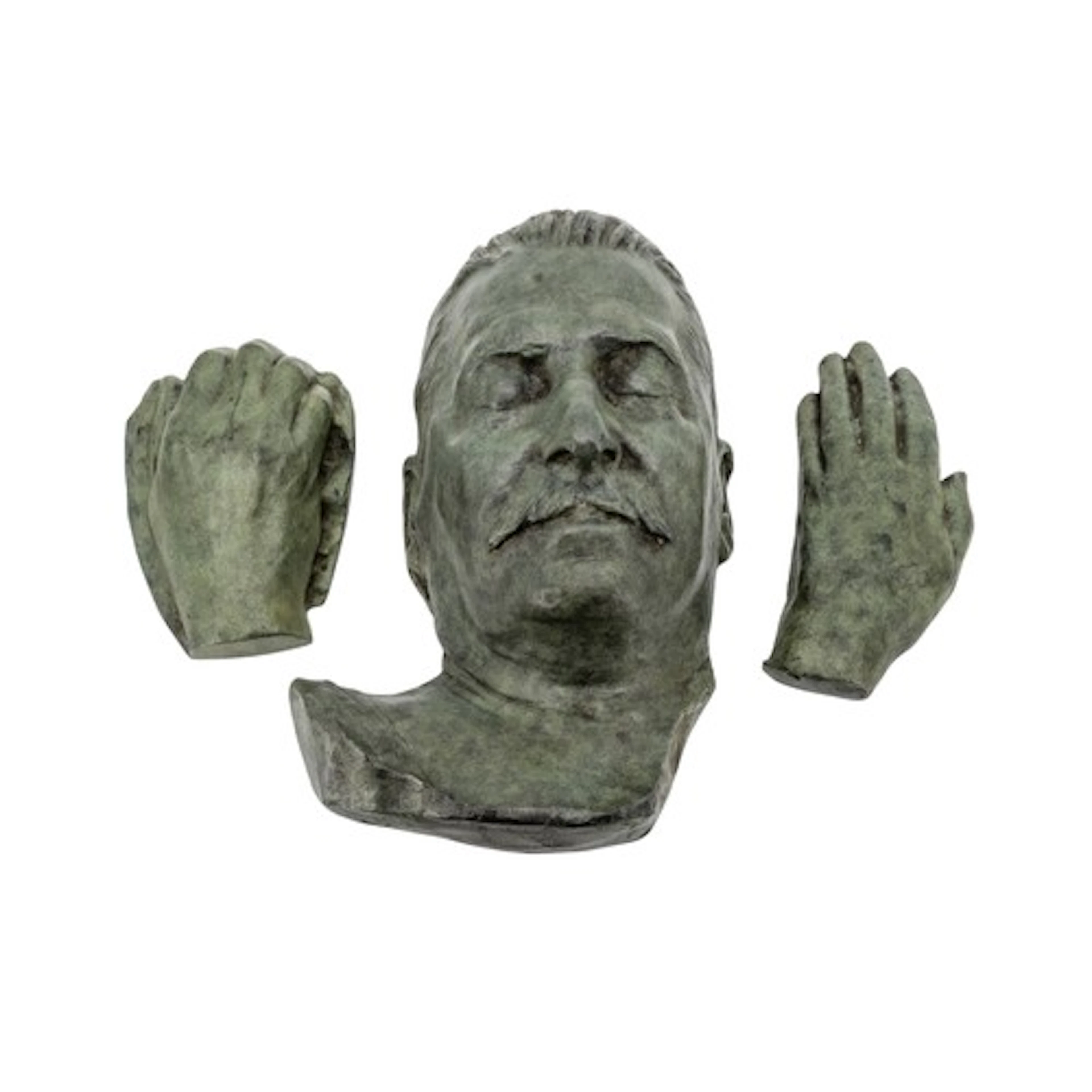 JOSEPH STALIN BRONZE DEATH MASK AND HANDS cast after the ori...