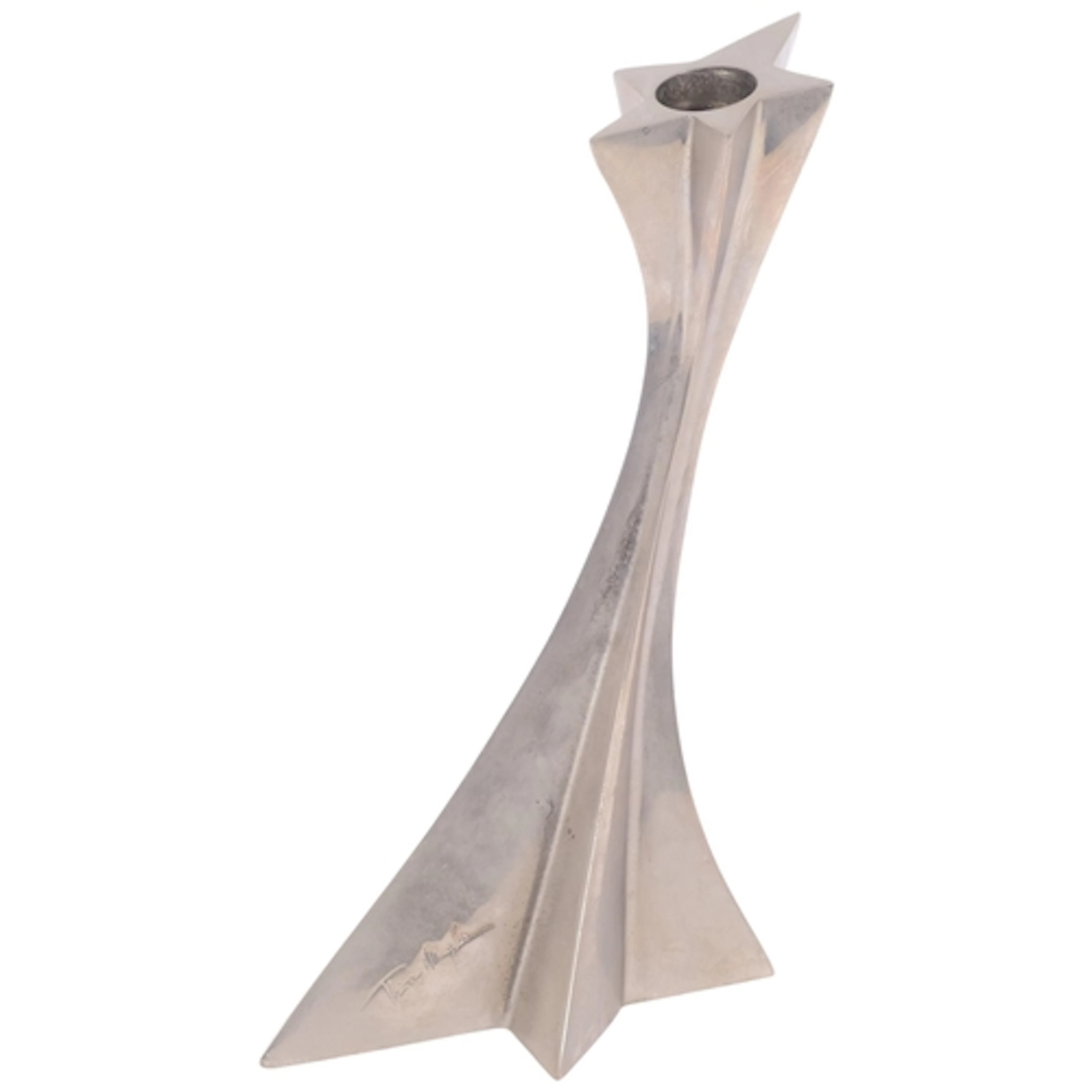 Thierry Mugler, a heavy cast brushed metal candle holder, of...