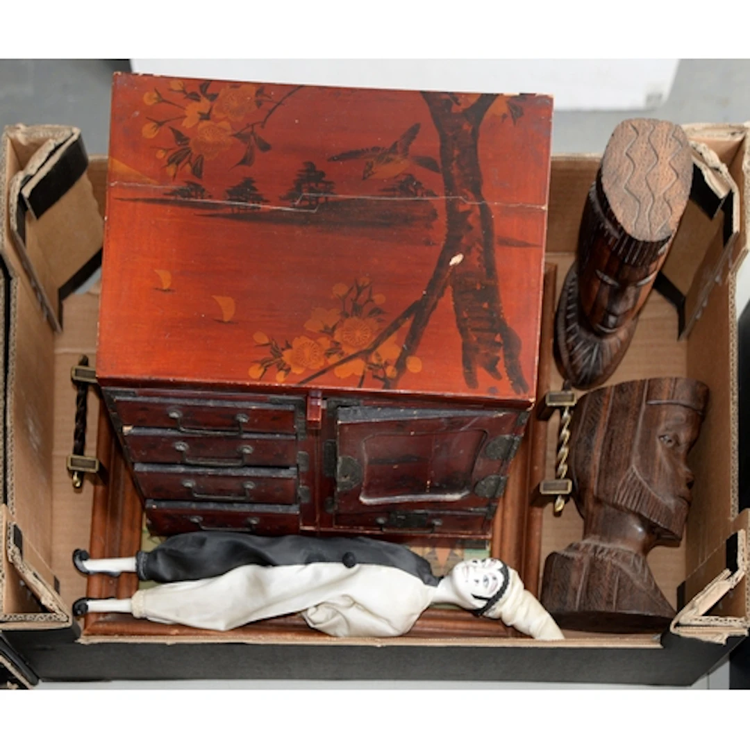 A Japanese lacquered and painted wood table cabinet, early 2...