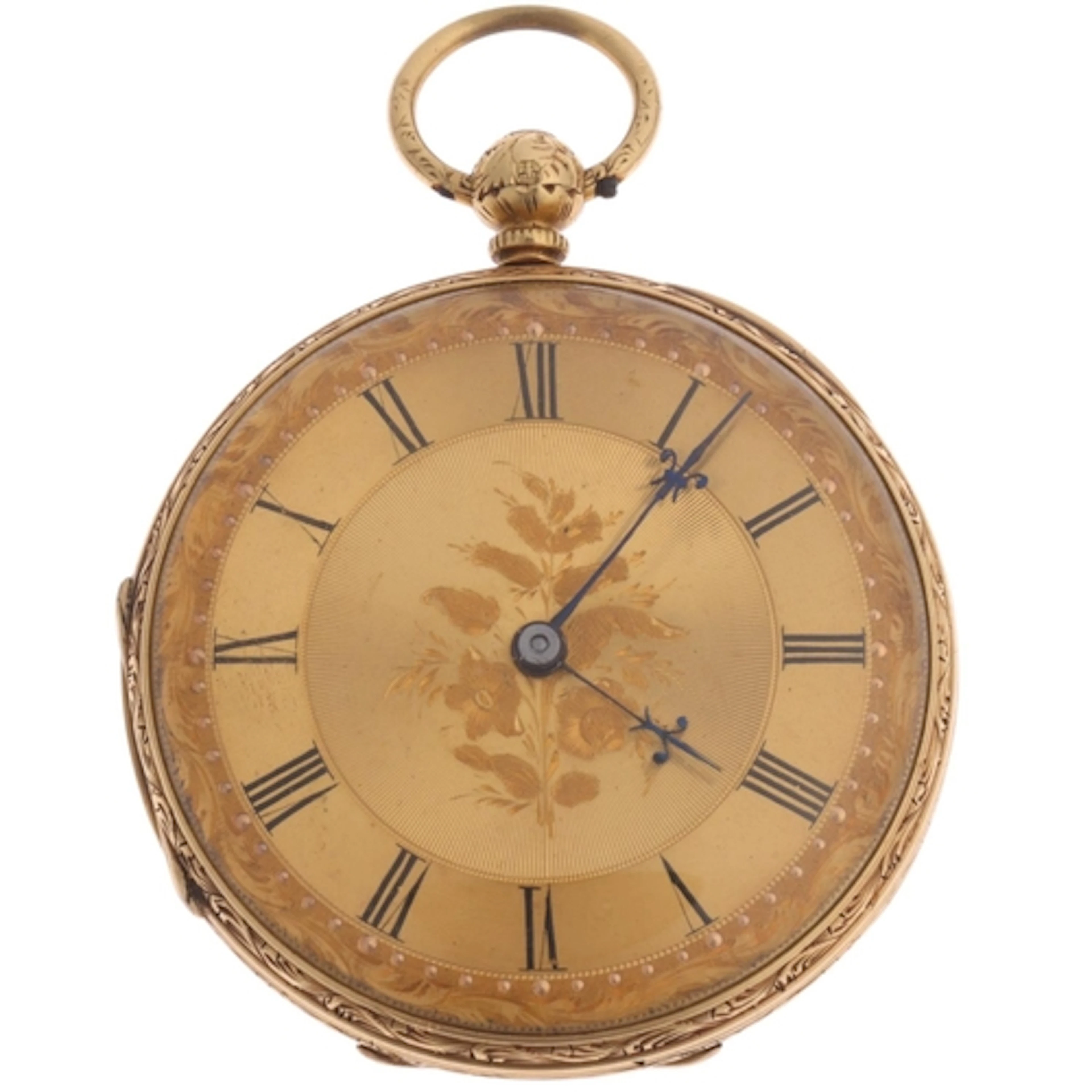A mid-19th century 18ct gold open-face key-wind fob watch, W...
