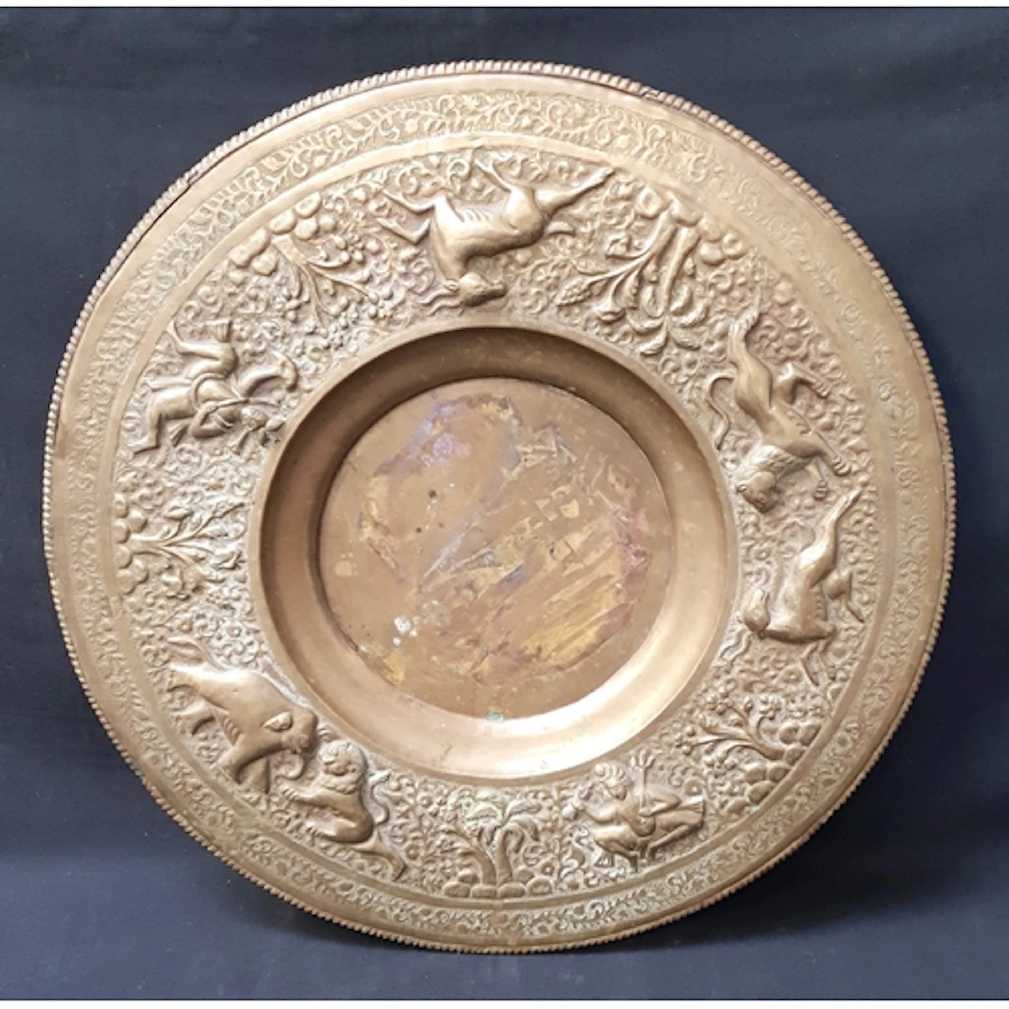 LARGE AND HEAVY SOUTH ASIAN/INDO PERSIAN BRASS CHARGER with ...