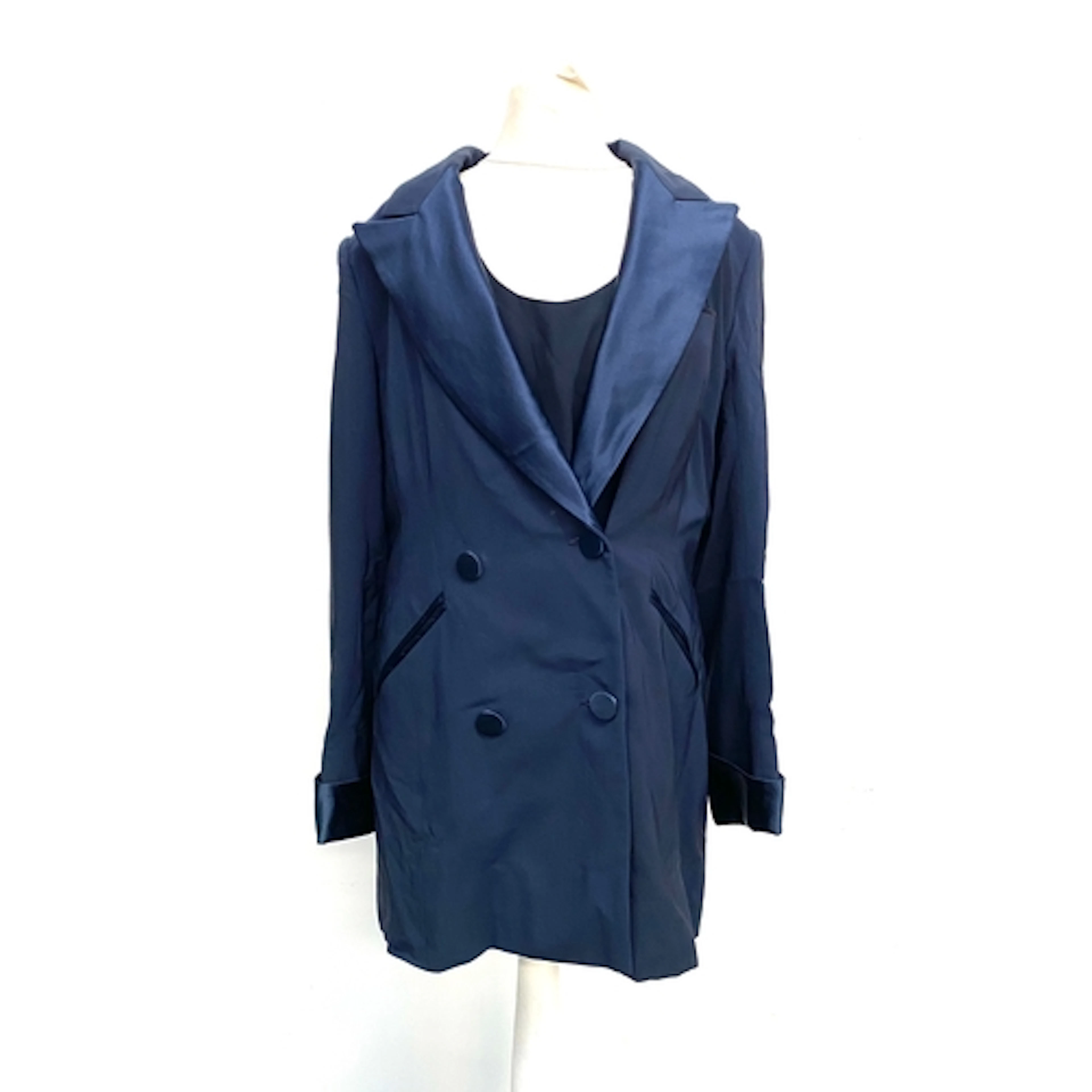 A smart ladies Catherine Walker navy double breasted wool-si...