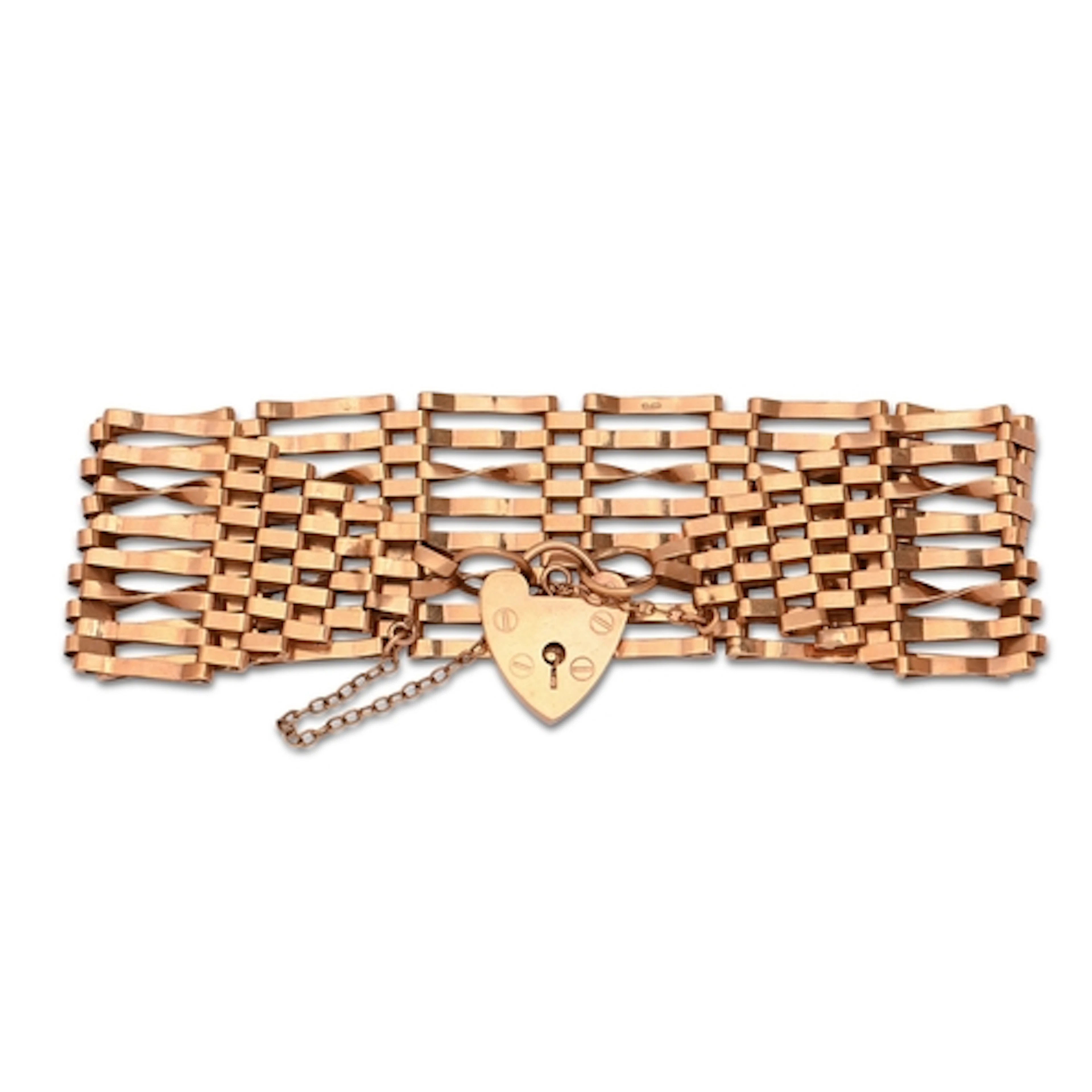 A 9ct gold gate bracelet and padlock, 17cm l, 19.5g...