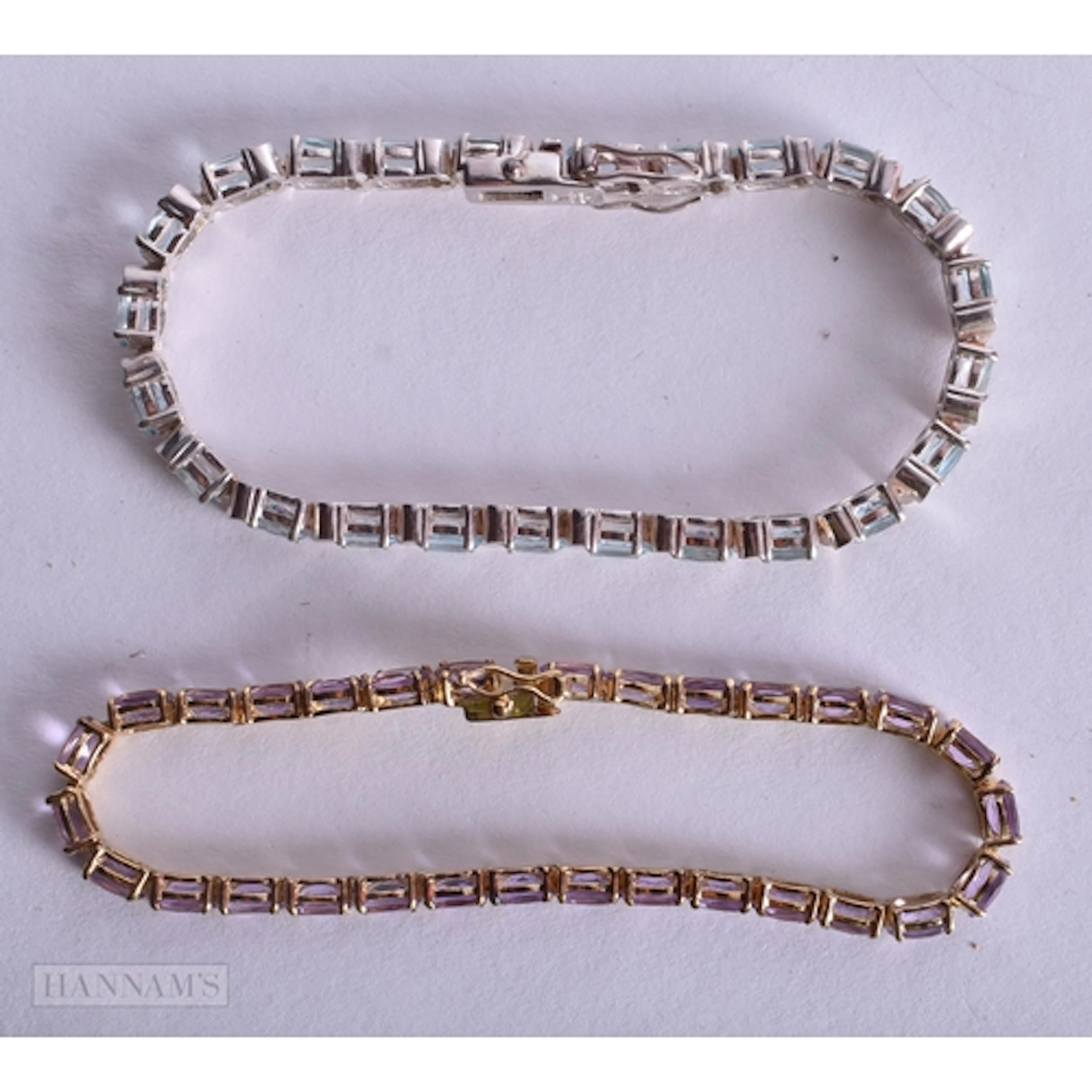 Collection of Sterling Silver Gemstone Tennis Bracelets inc....
