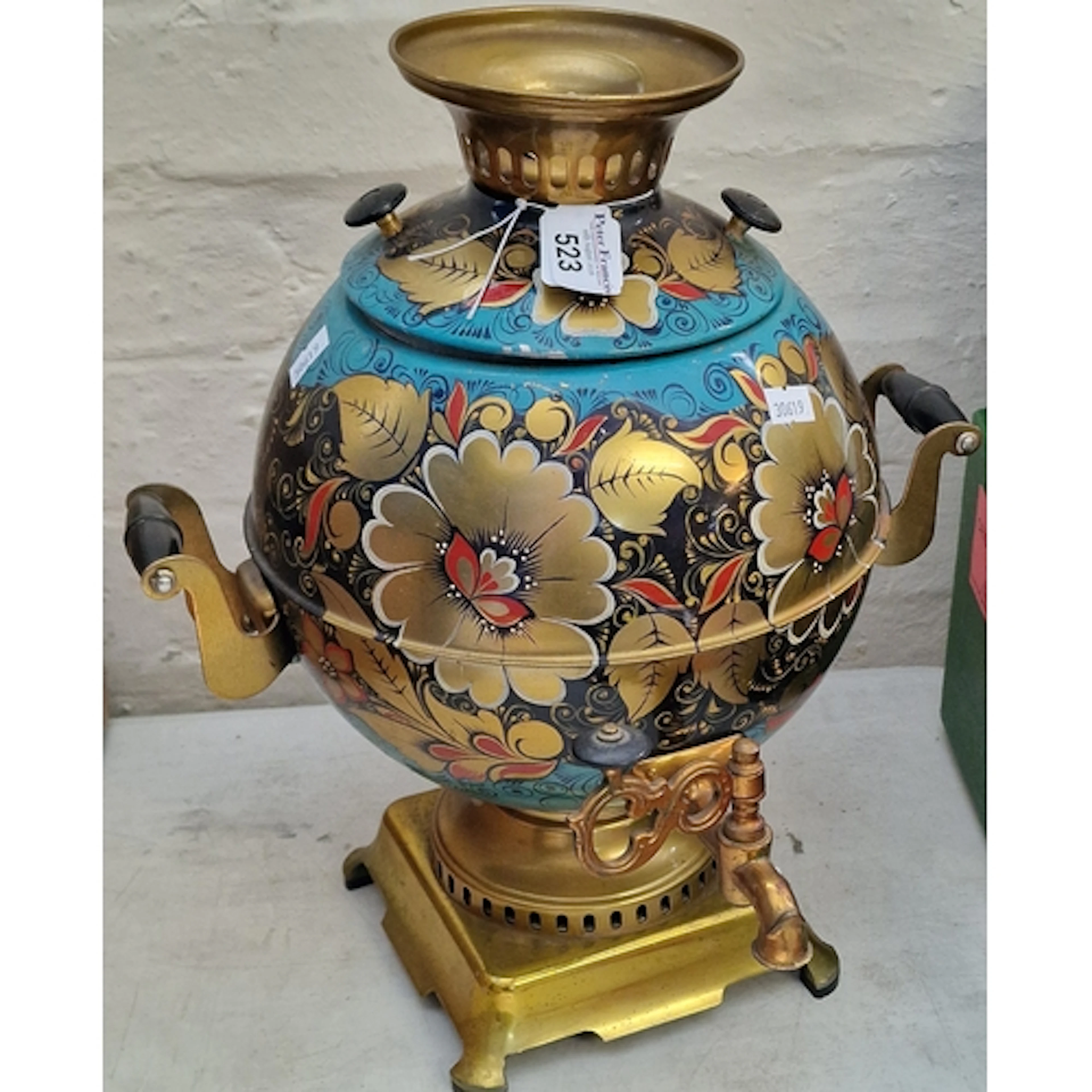 Modern Samovar featuring Khokhloma style hand-painter floral...