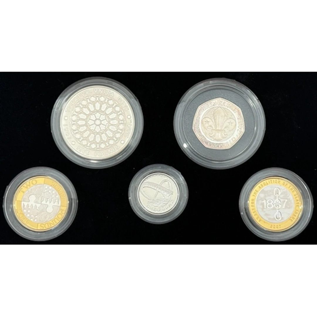 UK 2007 Silver Piedfort Collection, comprising of five coins...