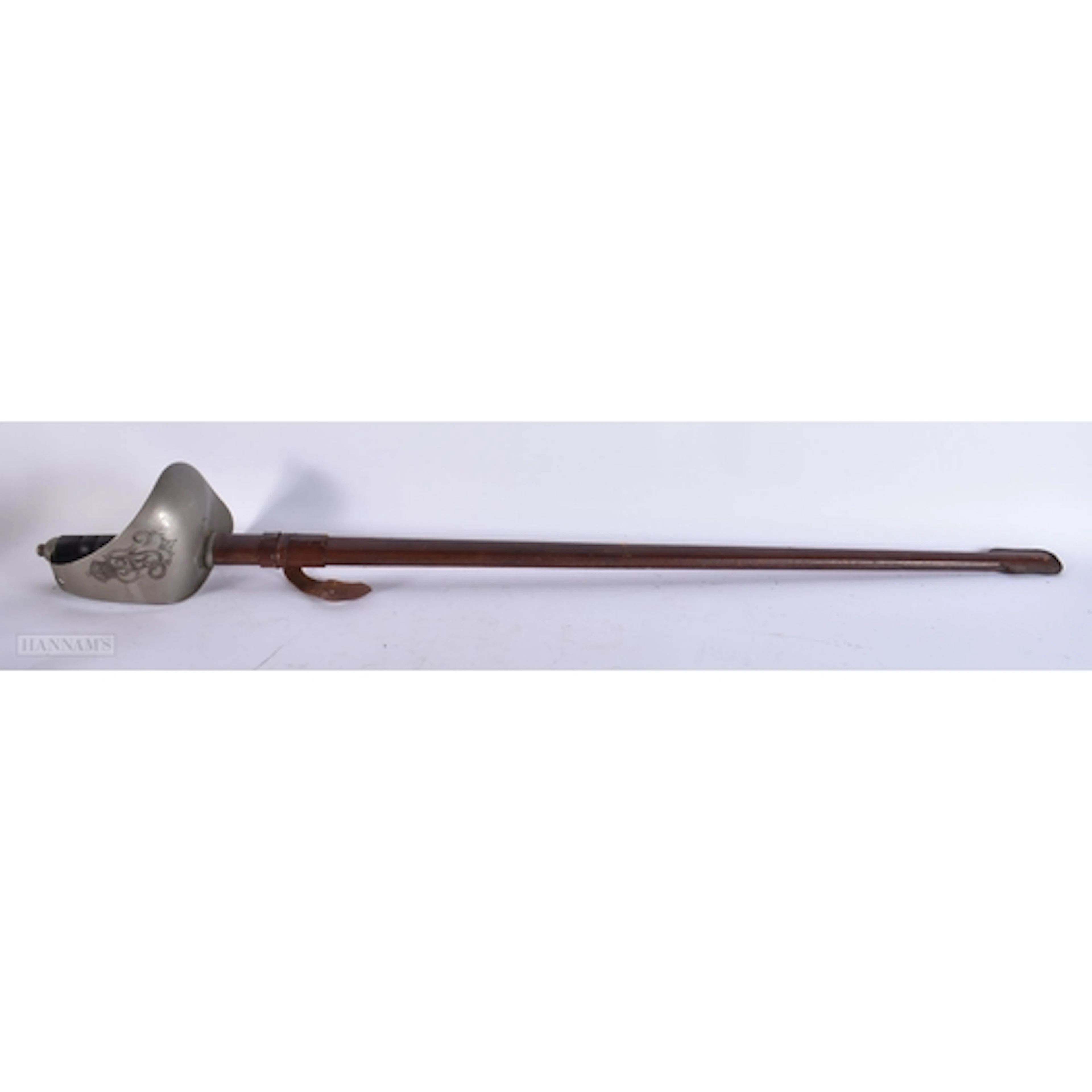 A HAWKSWORTH SWORD in leather scabbard. 100 cm long.