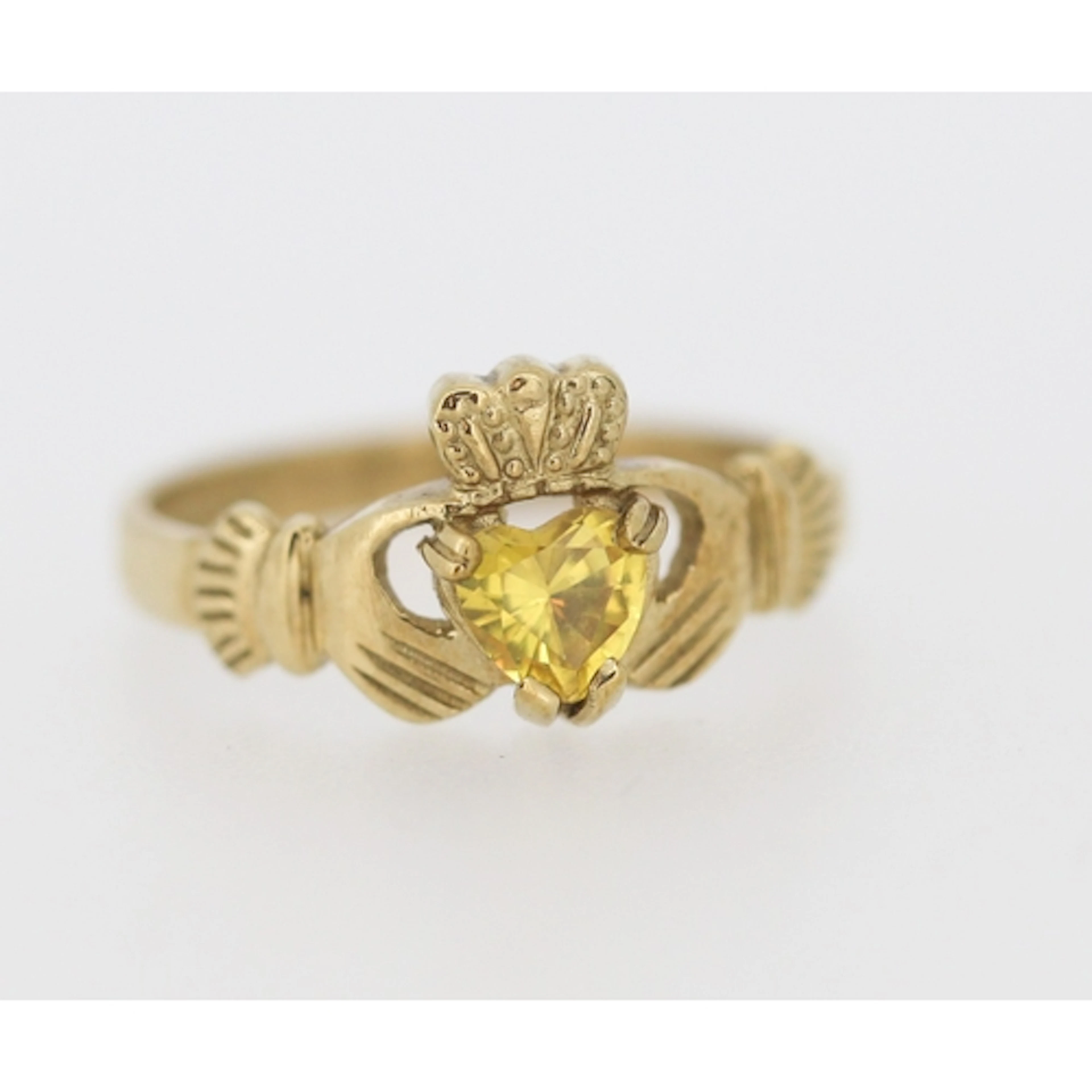 Citrine Set Claddagh Ring, Mounted in 9 Carat Yellow Gold, R...