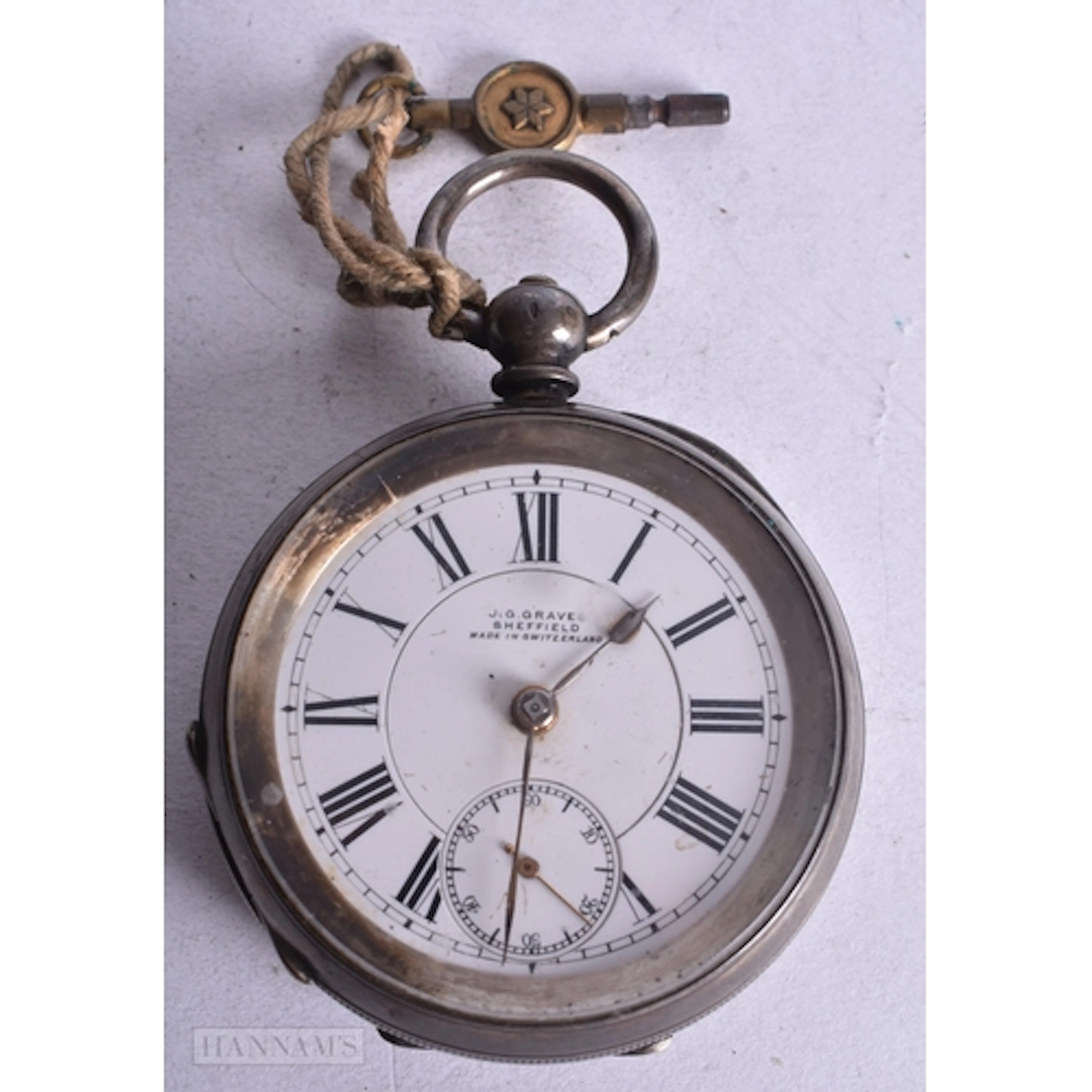 A Continental Silver Cased Open Face Pocket Watch by JG Grav...