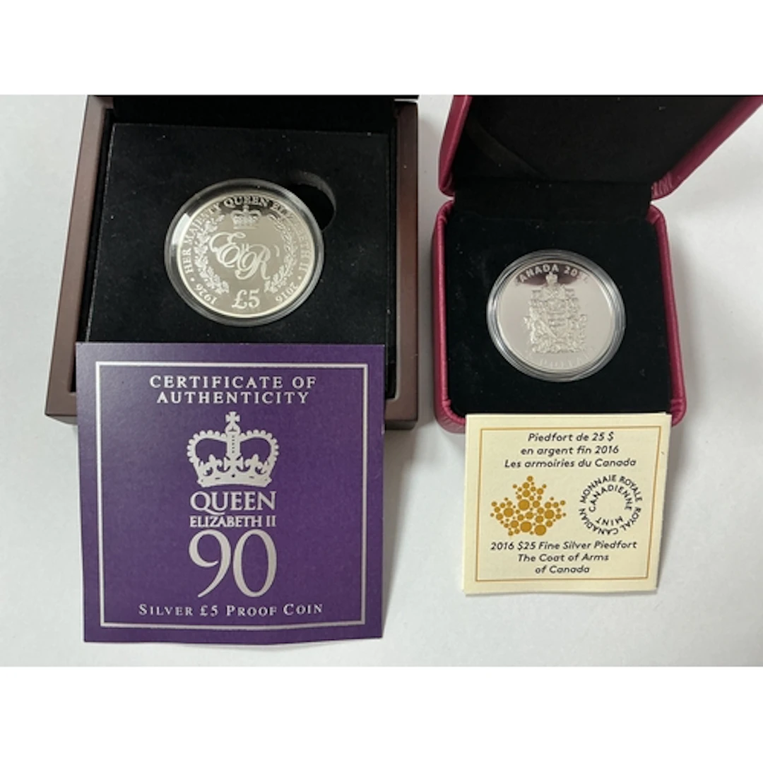 Two Silver Proof Coins, 2016 Canada piedfort $25 and a 2016 ...