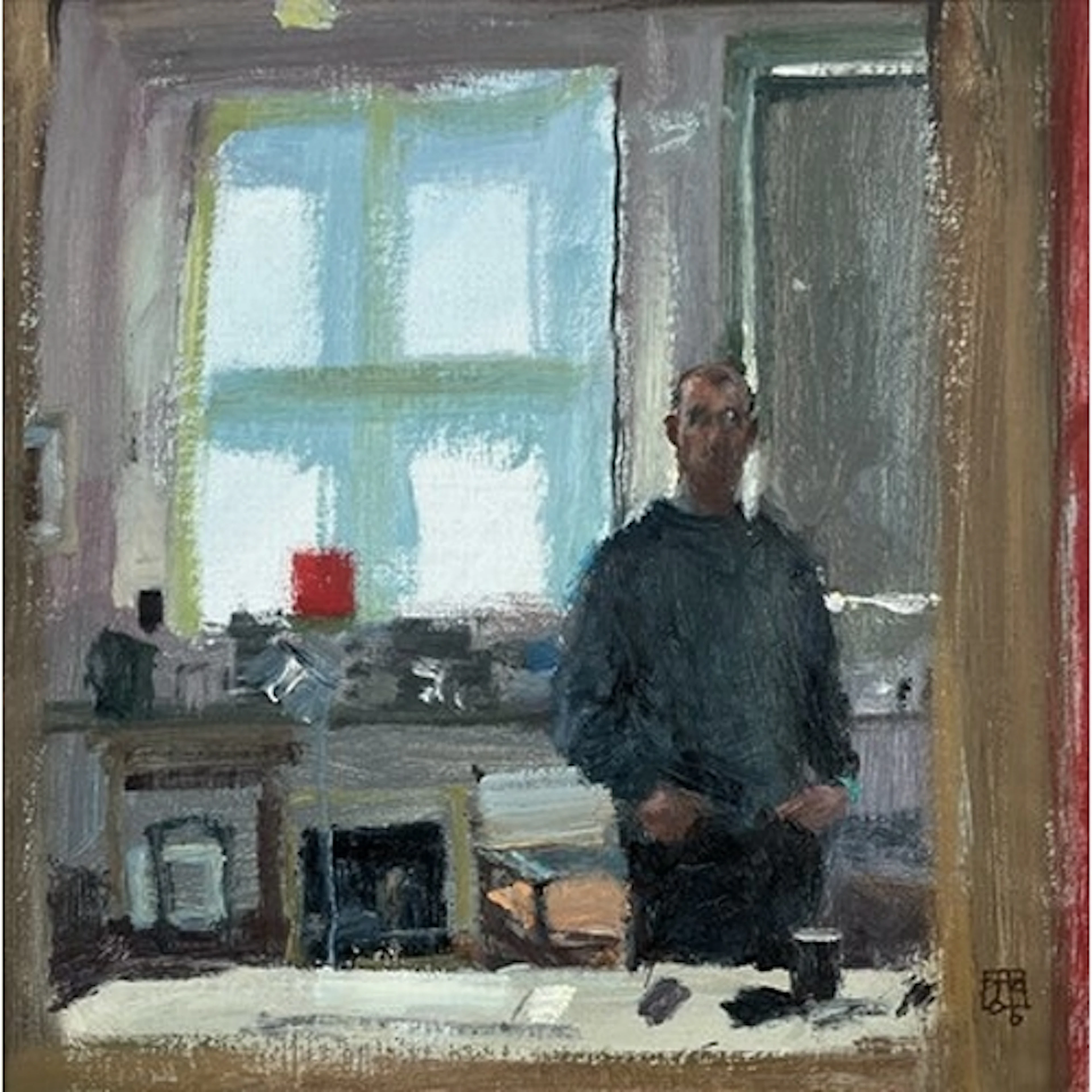 David Cobley (British, b. 1954) Self Portrait, 2006 Oil on b...