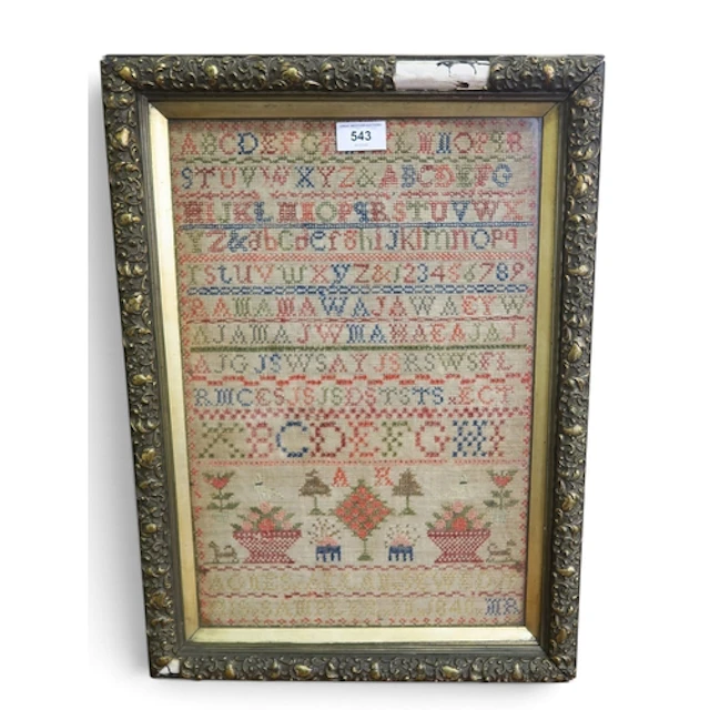 An early-Victorian needlework alphabet sampler, by Agnes All...