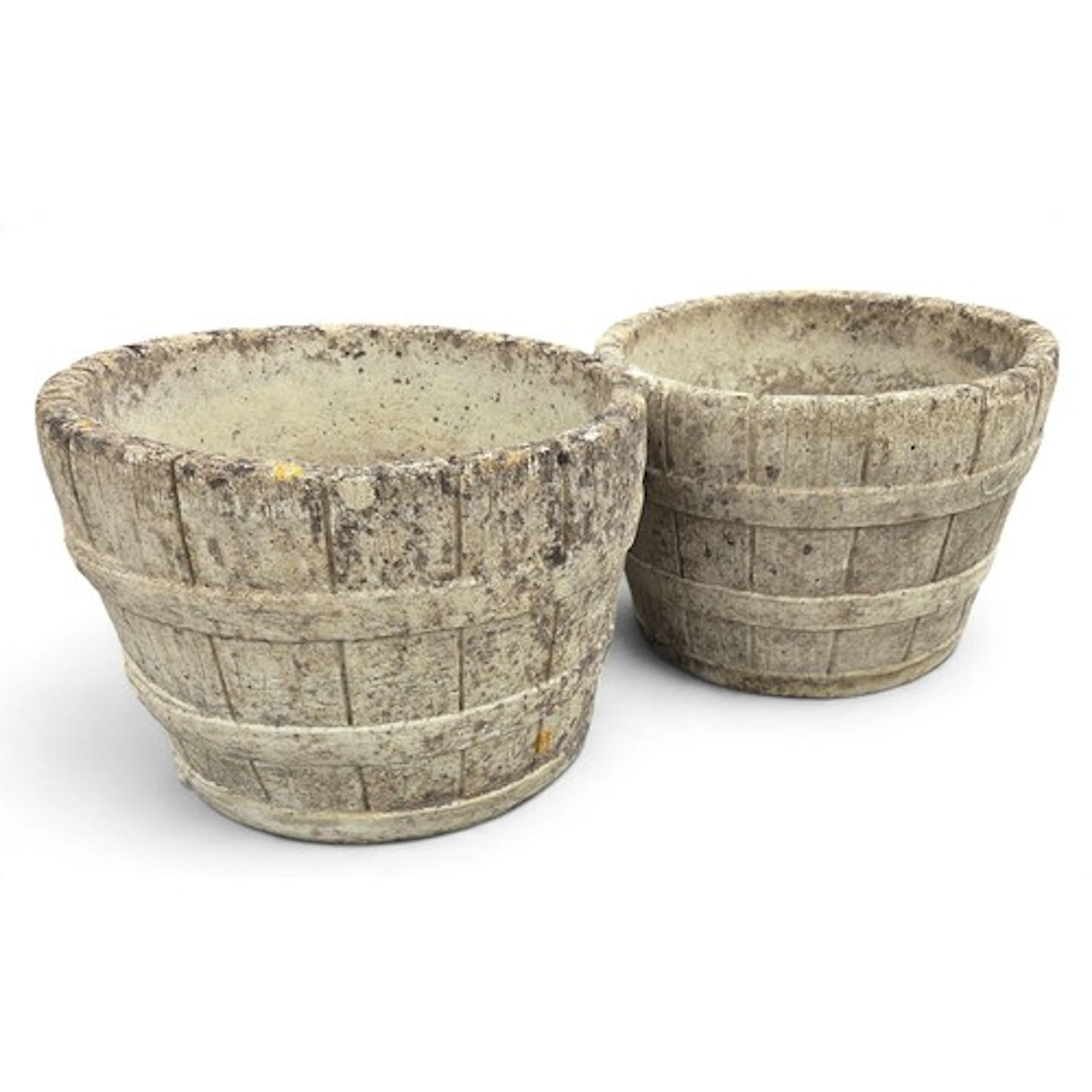 A good pair of Stone Pots. H 21 approx.