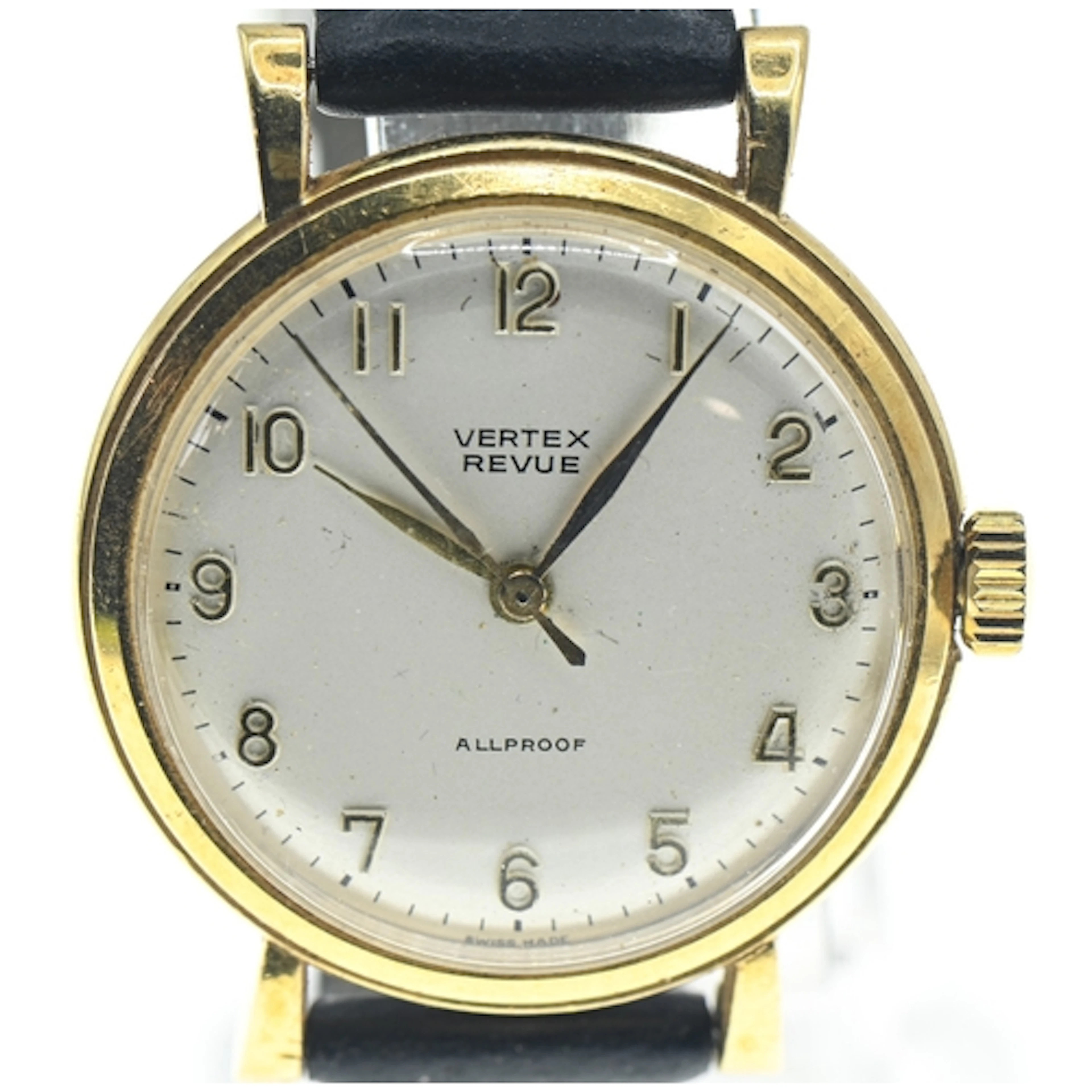 Vertex Revue 18ct gold cased watch, the silvered dial with r...