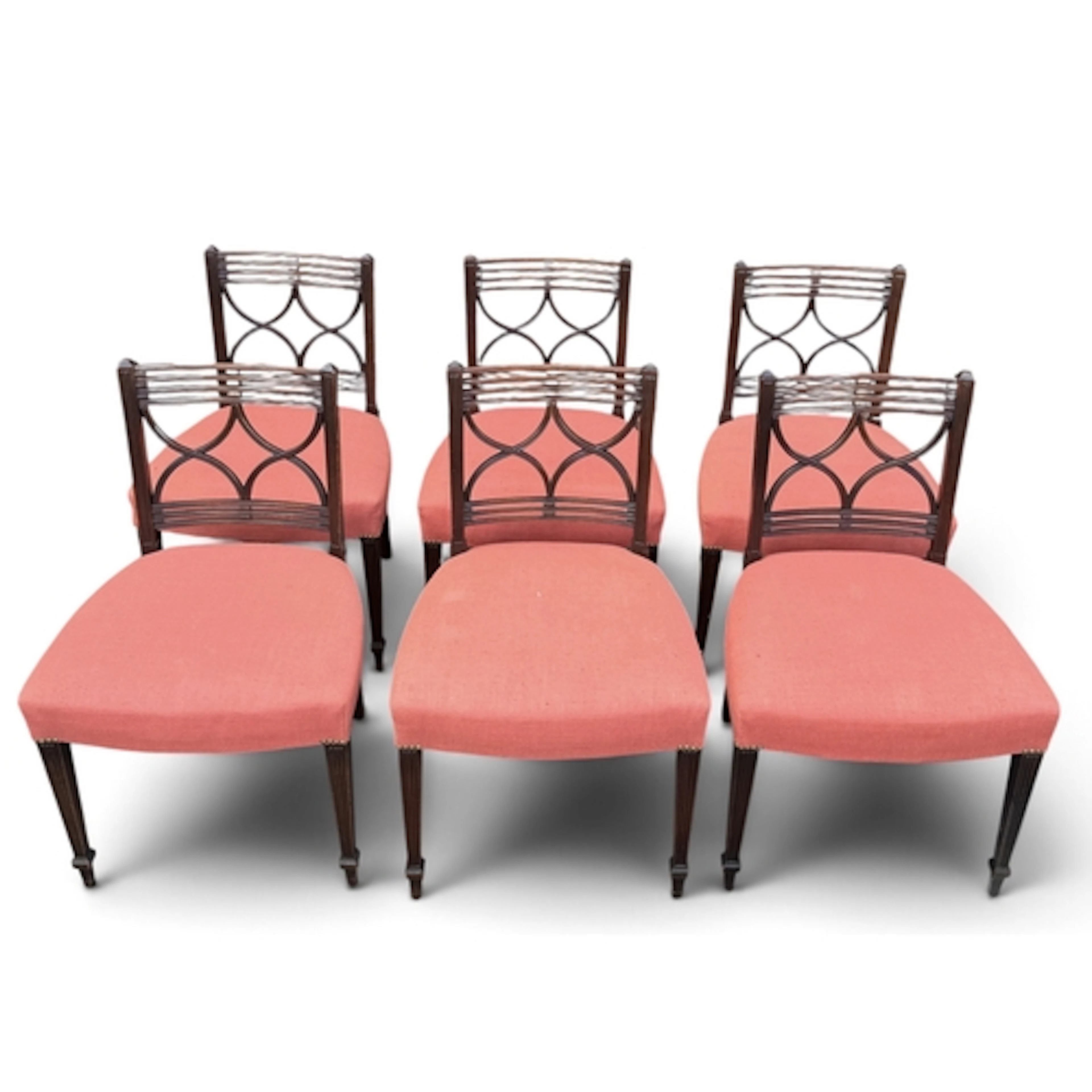 A SET OF SIX REGENCY MAHOGANY DINING CHAIRS, WITH DOUBLE 'X'...